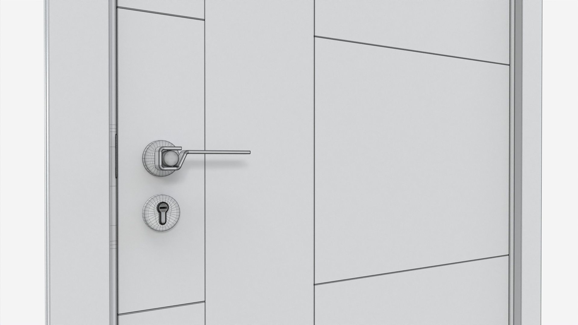 Modern Wooden Interior Door with Furniture 011 3D model_8