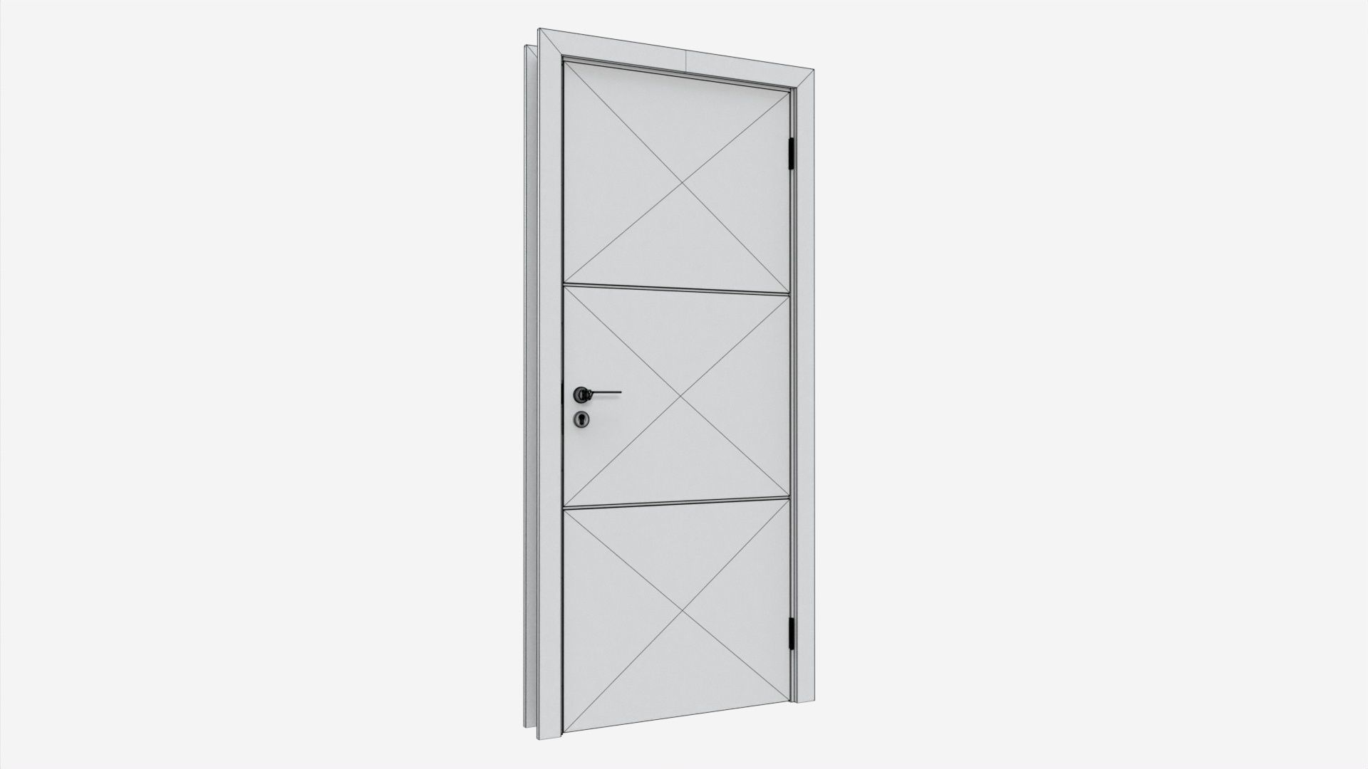 Modern Wooden Interior Door with Furniture 012 3D model_6