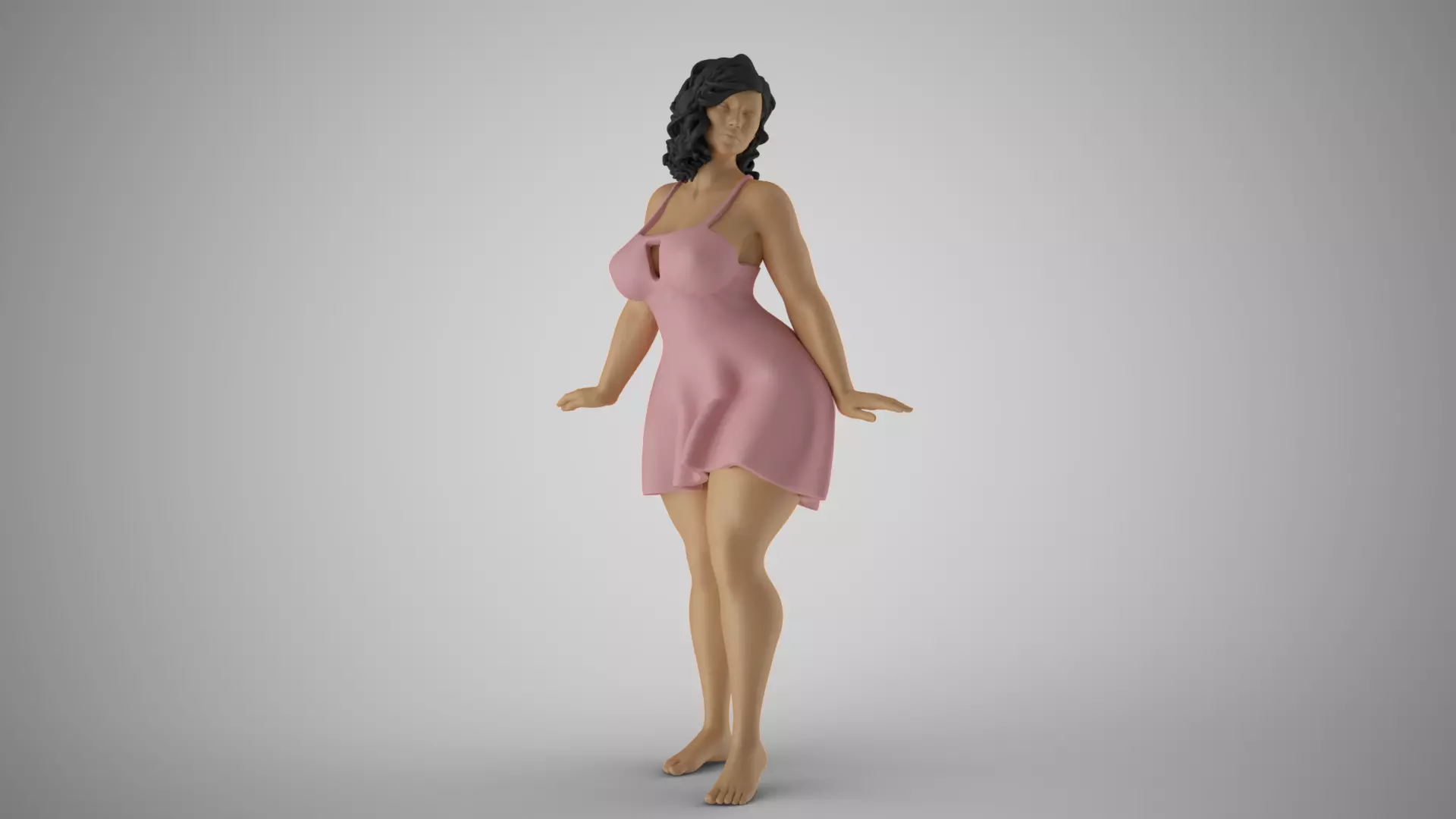 Politeness woman in dress 3D print model