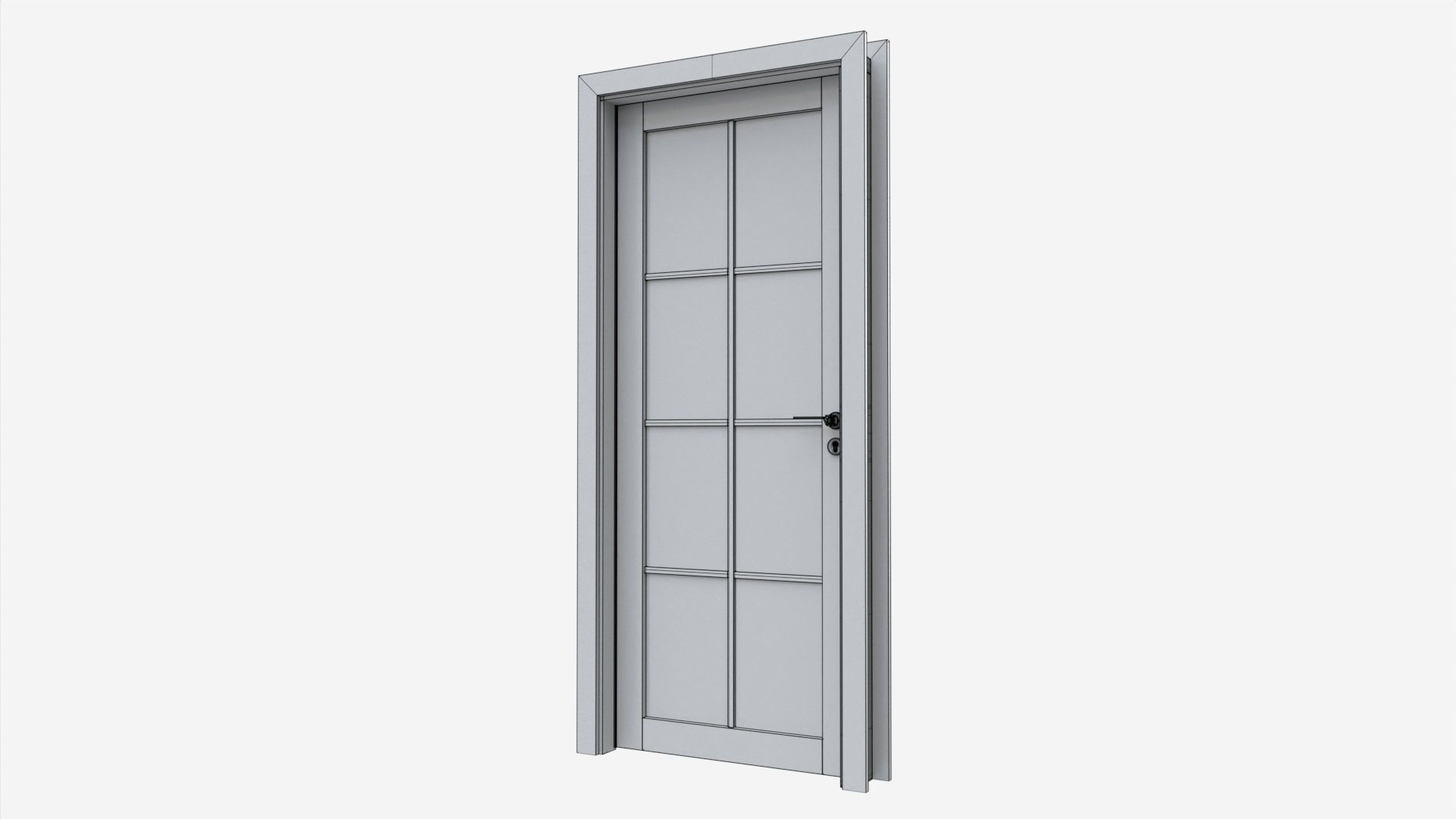 Modern Wooden Interior Door with Furniture 014 3D model_7