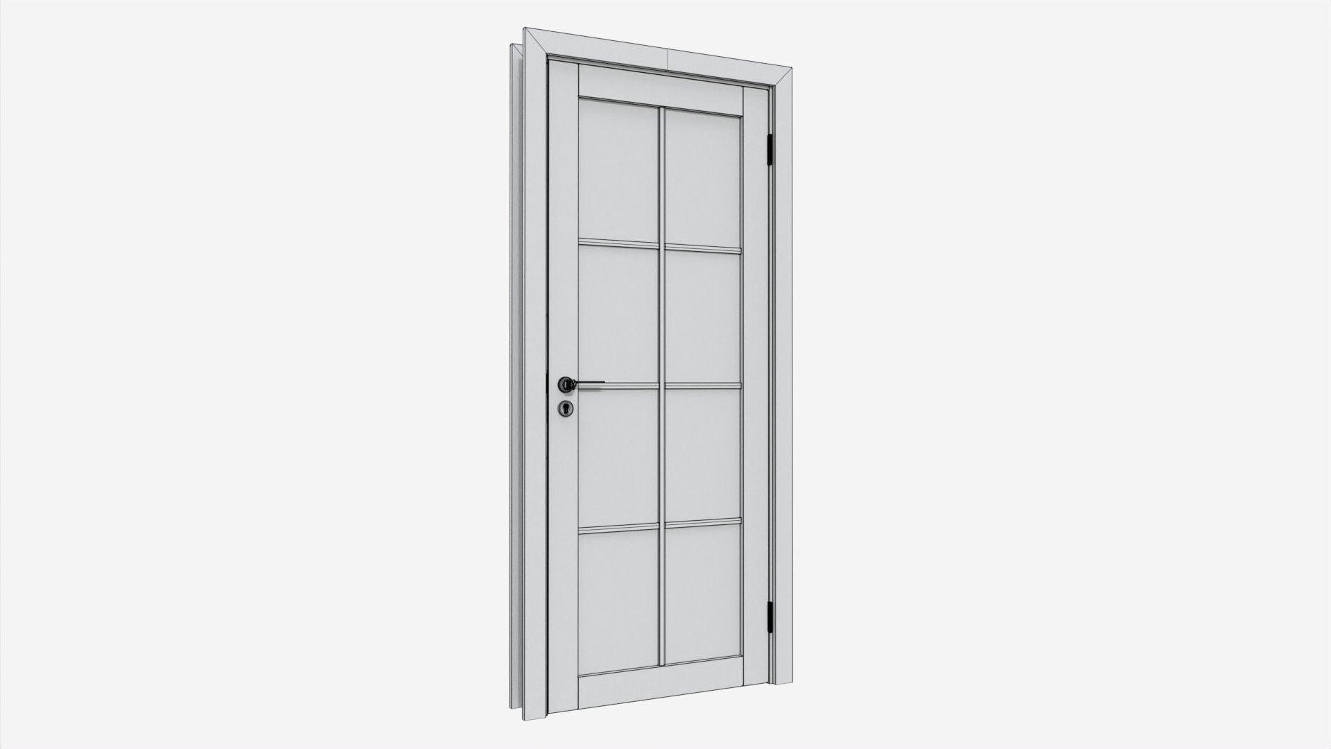 Modern Wooden Interior Door with Furniture 014 3D model_6