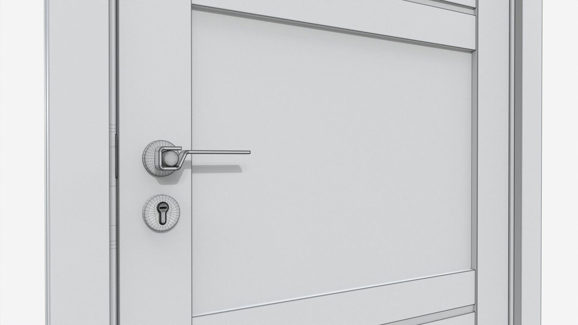 Modern Wooden Interior Door with Furniture 015 3D model_8