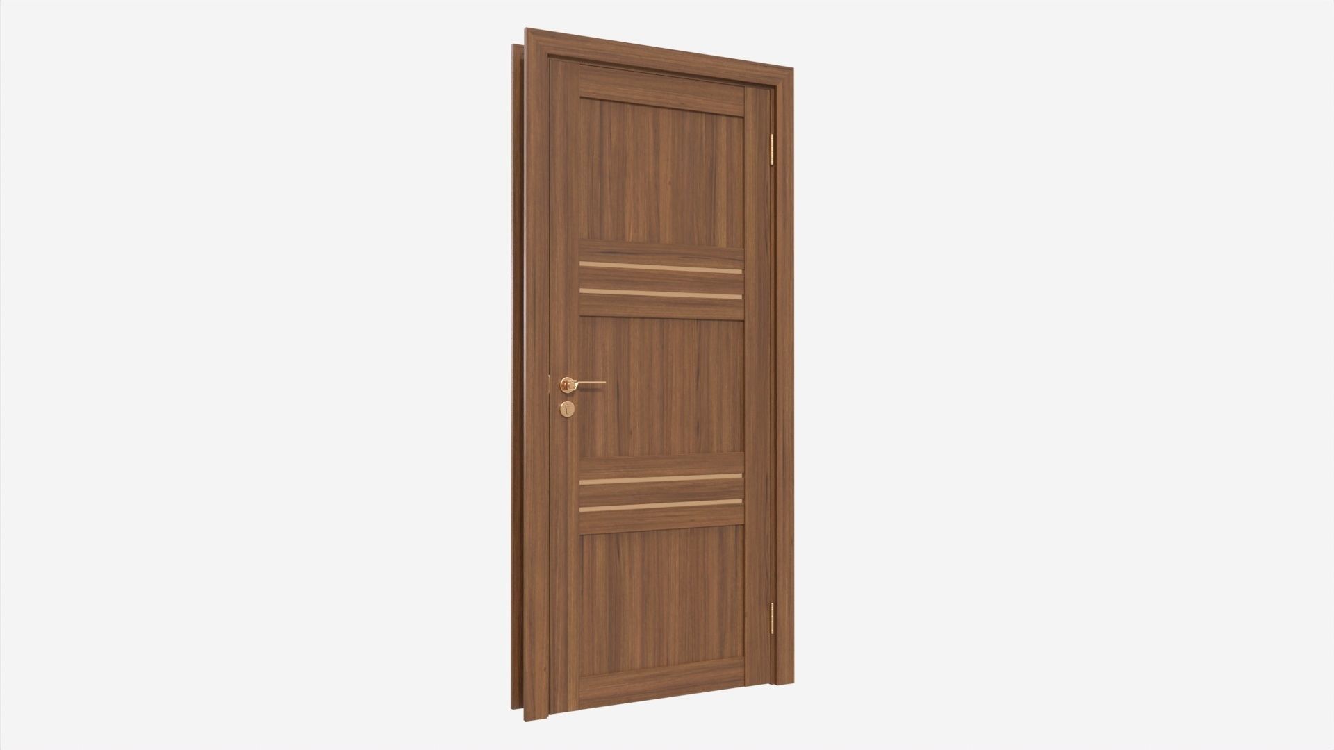 Modern Wooden Interior Door with Furniture 015 3D model_1