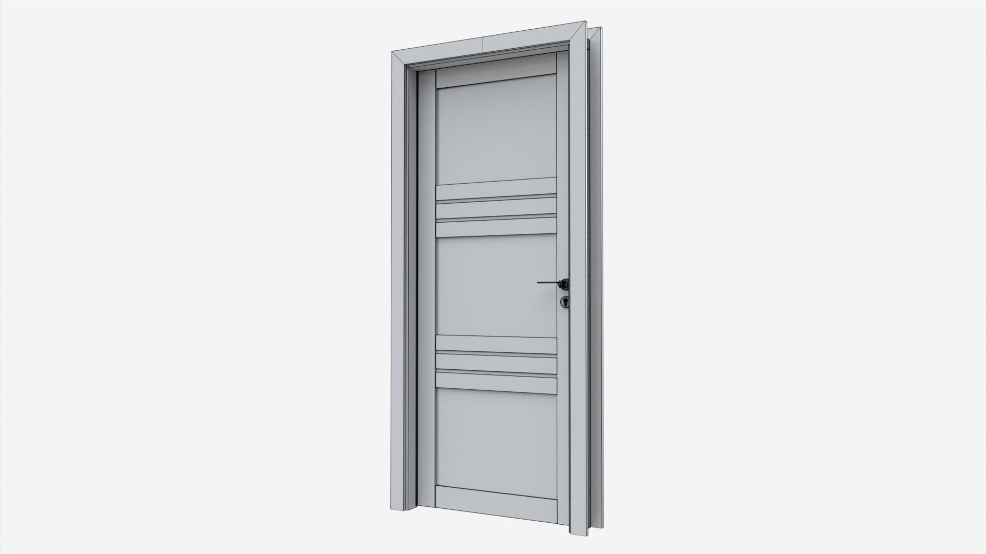 Modern Wooden Interior Door with Furniture 015 3D model_7