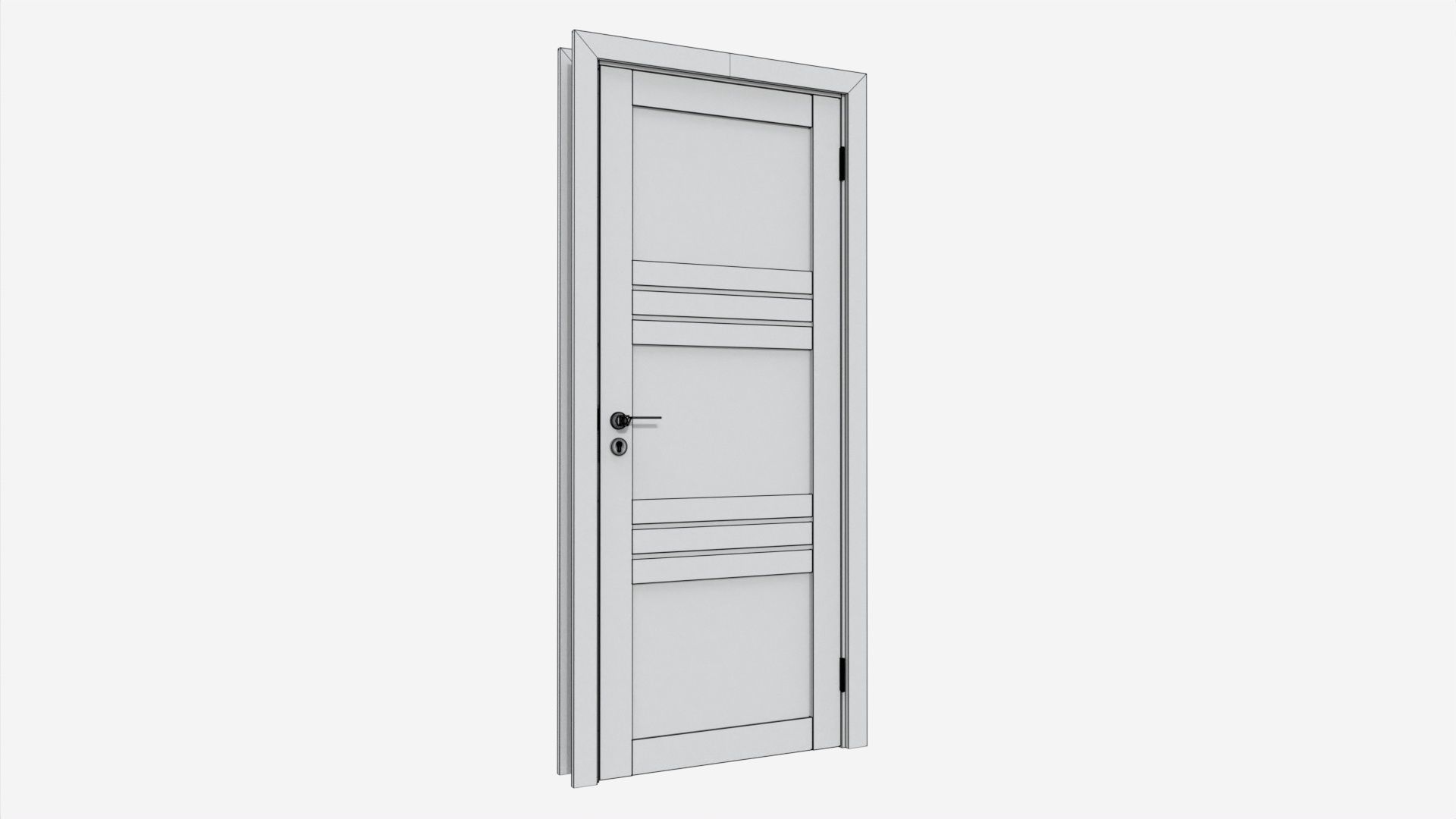 Modern Wooden Interior Door with Furniture 015 3D model_6