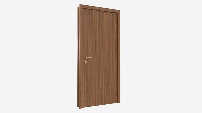 Modern Wooden Interior Door with Furniture 016 3D model 2