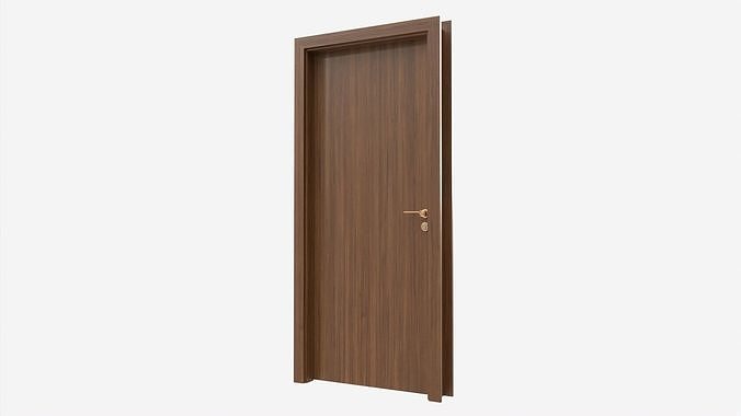Modern Wooden Interior Door with Furniture 016 3D model 3