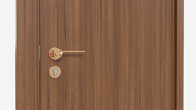 Modern Wooden Interior Door with Furniture 016 3D model 4