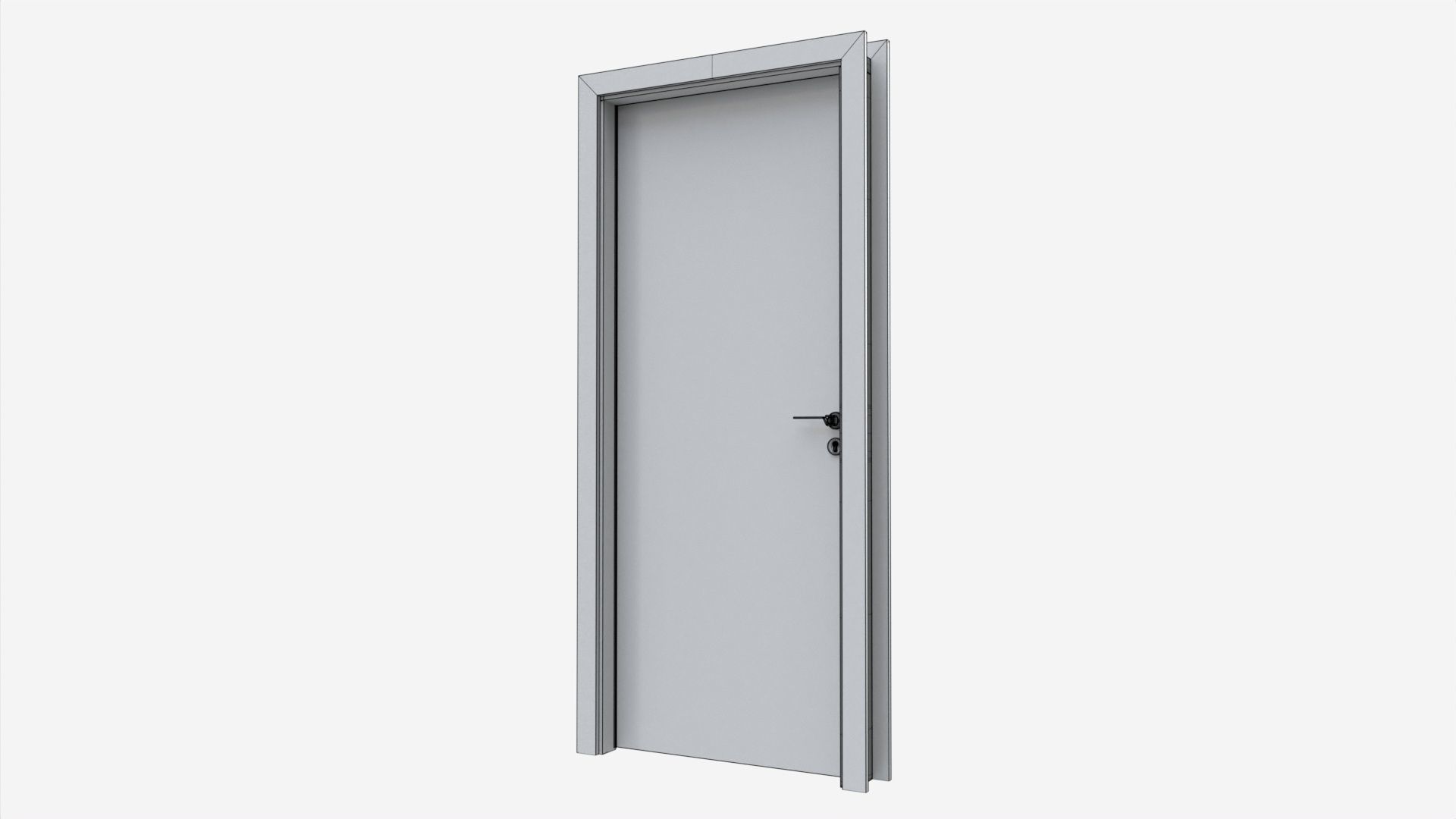 Modern Wooden Interior Door with Furniture 016 3D model_7