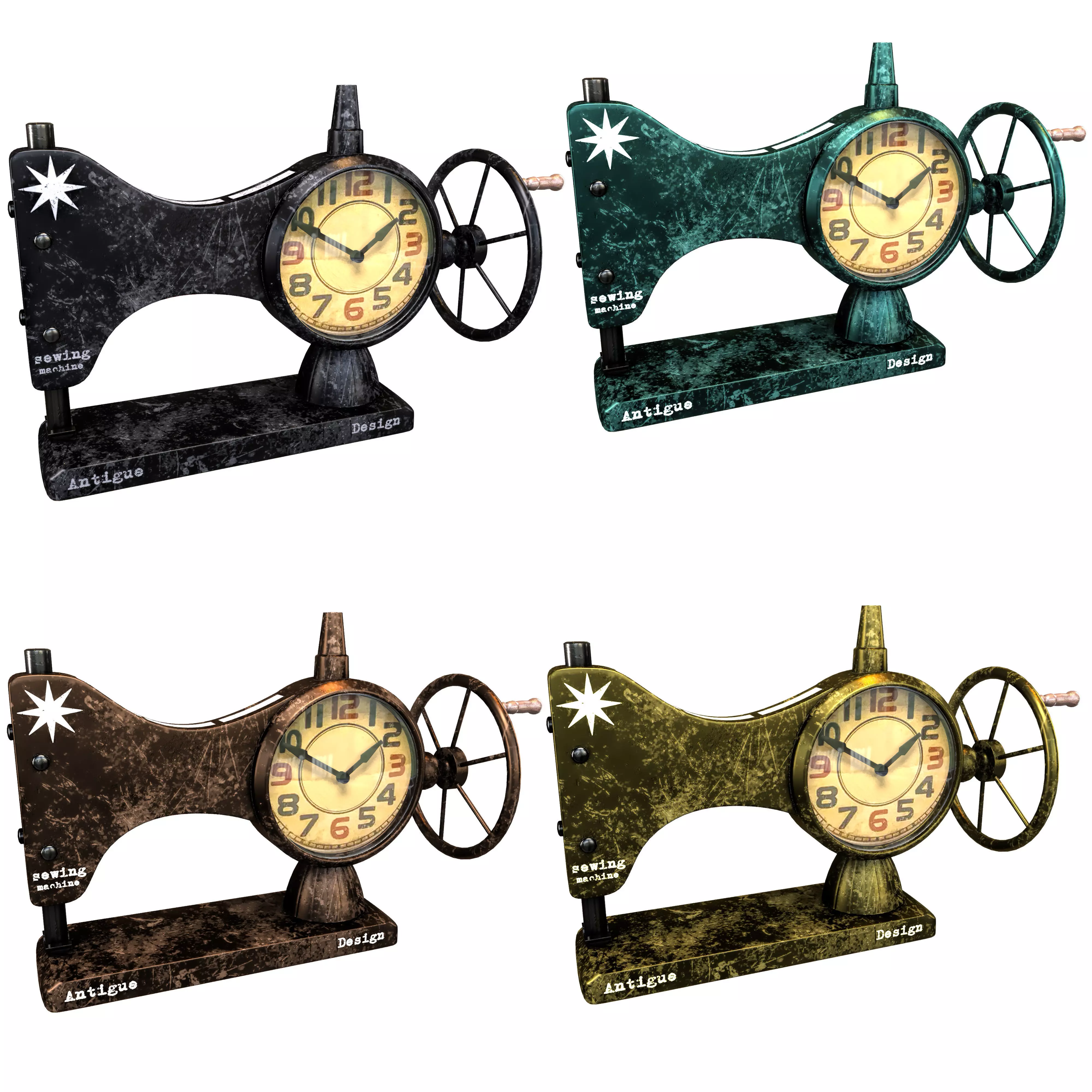 clock 3 vintage sewing machine 3D model