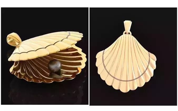  shell pendant with pearls 569 3D print model