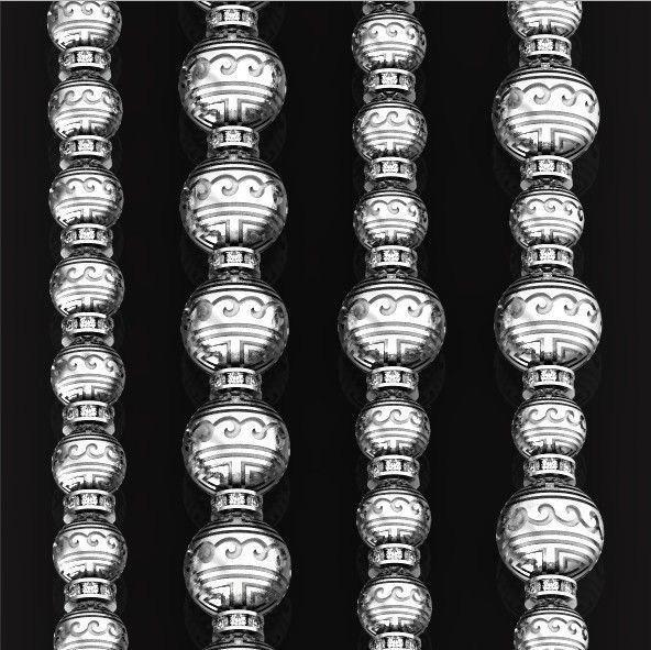 Retro heavier beads charm with ethnic vintage pattern 638 3D print model_3