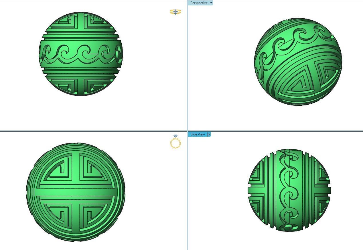 Retro heavier beads charm with ethnic vintage pattern 638 3D print model_4