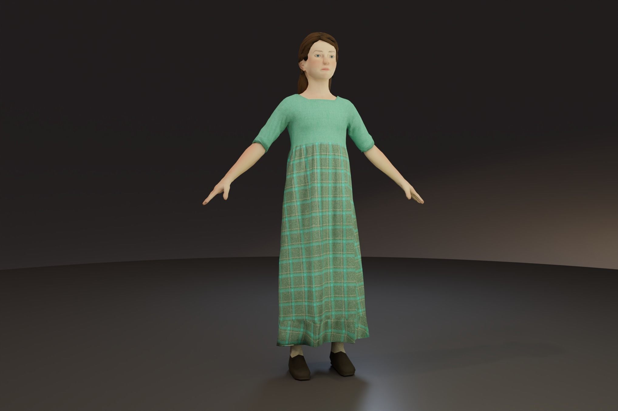 Low Poly Victorian Peasant Children Low-poly 3D model_4