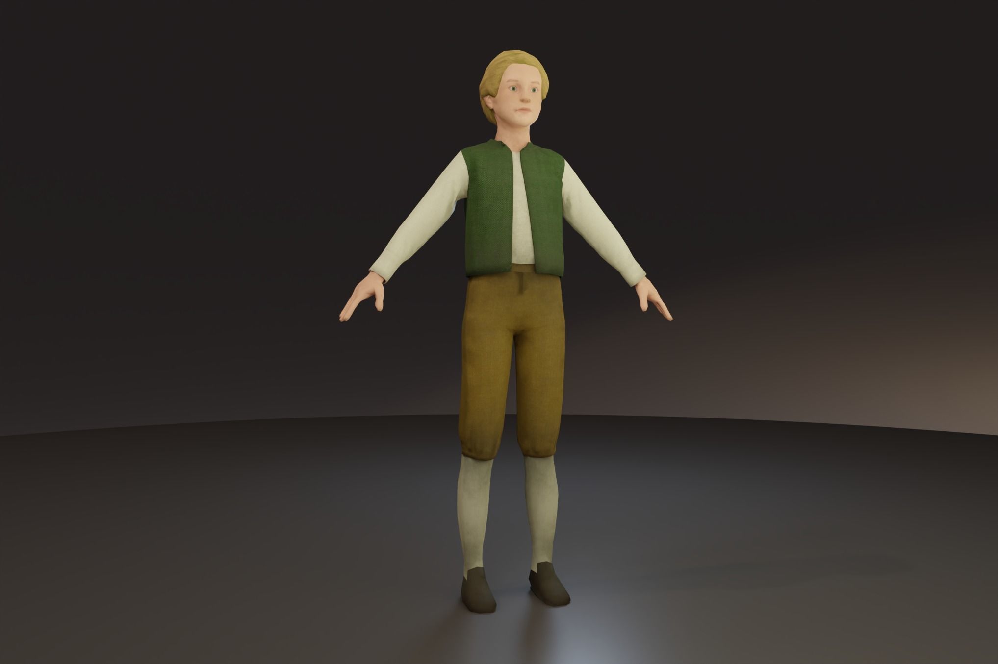Low Poly Victorian Peasant Children Low-poly 3D model_5