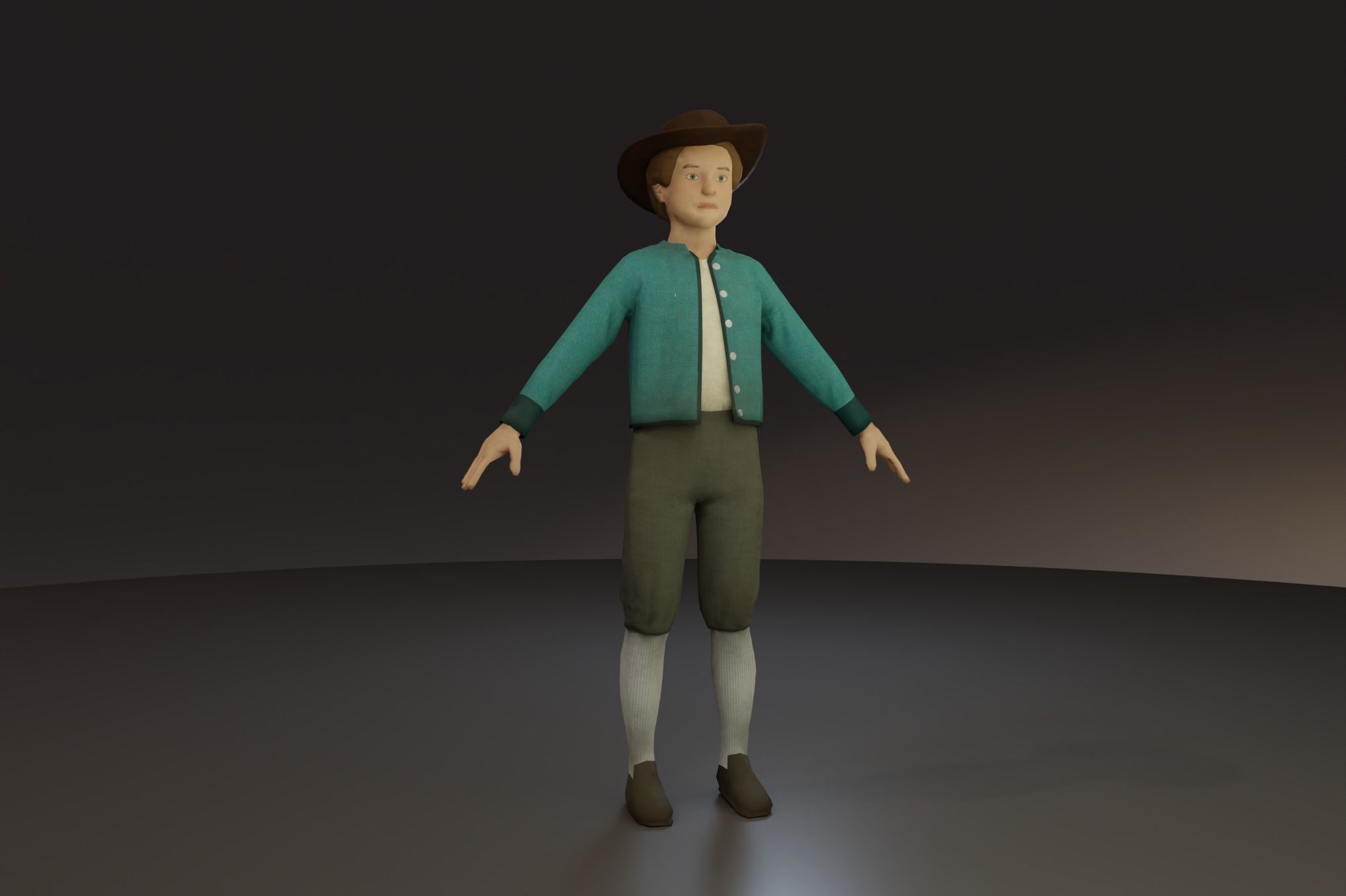 Low Poly Victorian Peasant Children Low-poly 3D model_2