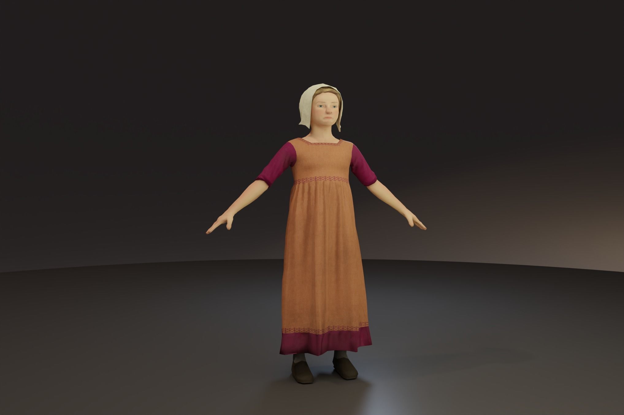 Low Poly Victorian Peasant Children Low-poly 3D model_3