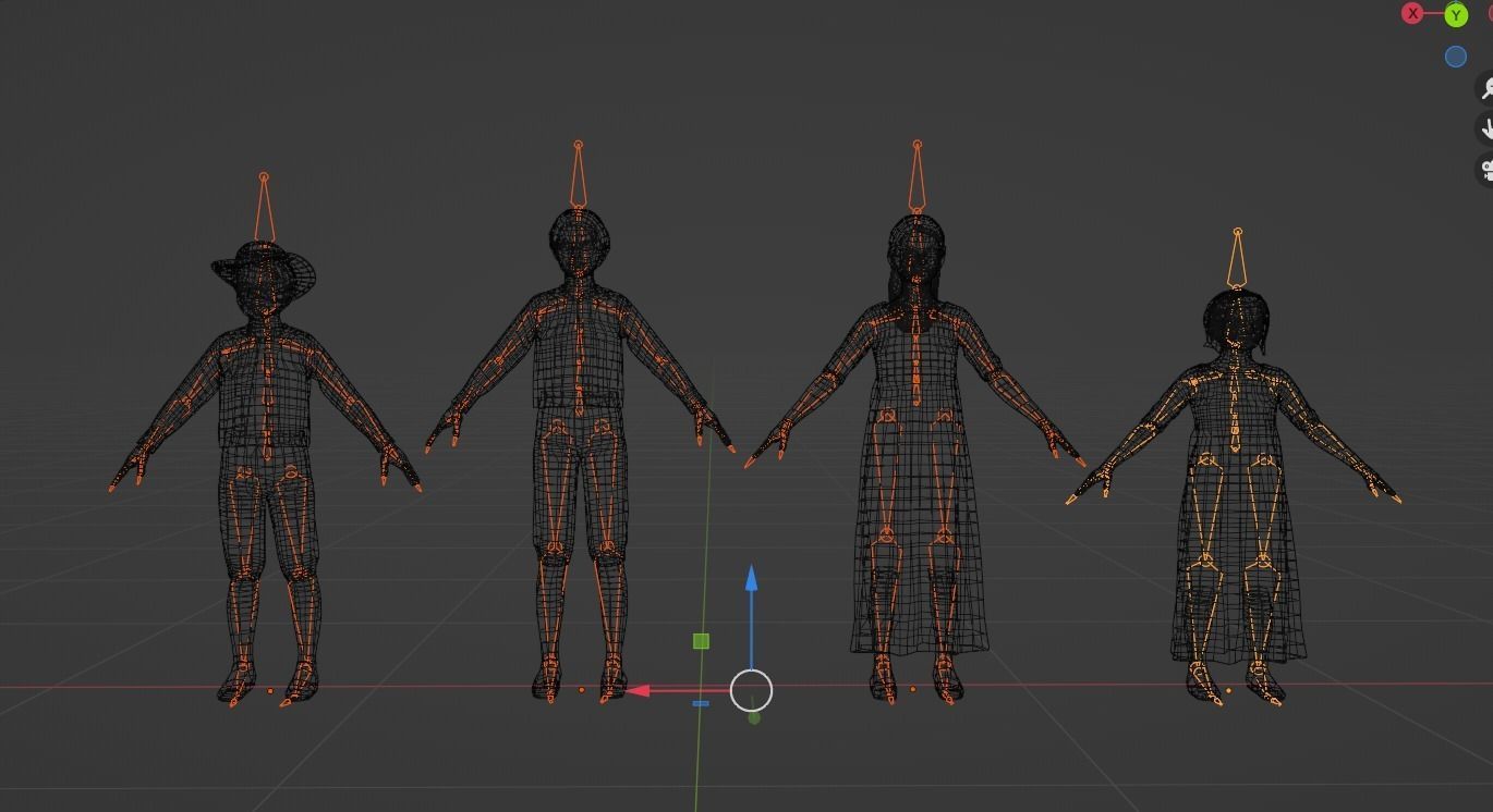 Low Poly Victorian Peasant Children Low-poly 3D model_1