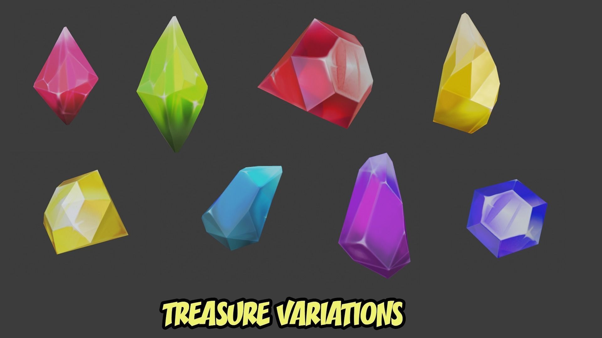 Game set of treasures low poly hand painted game ready Low-poly 3D model_12