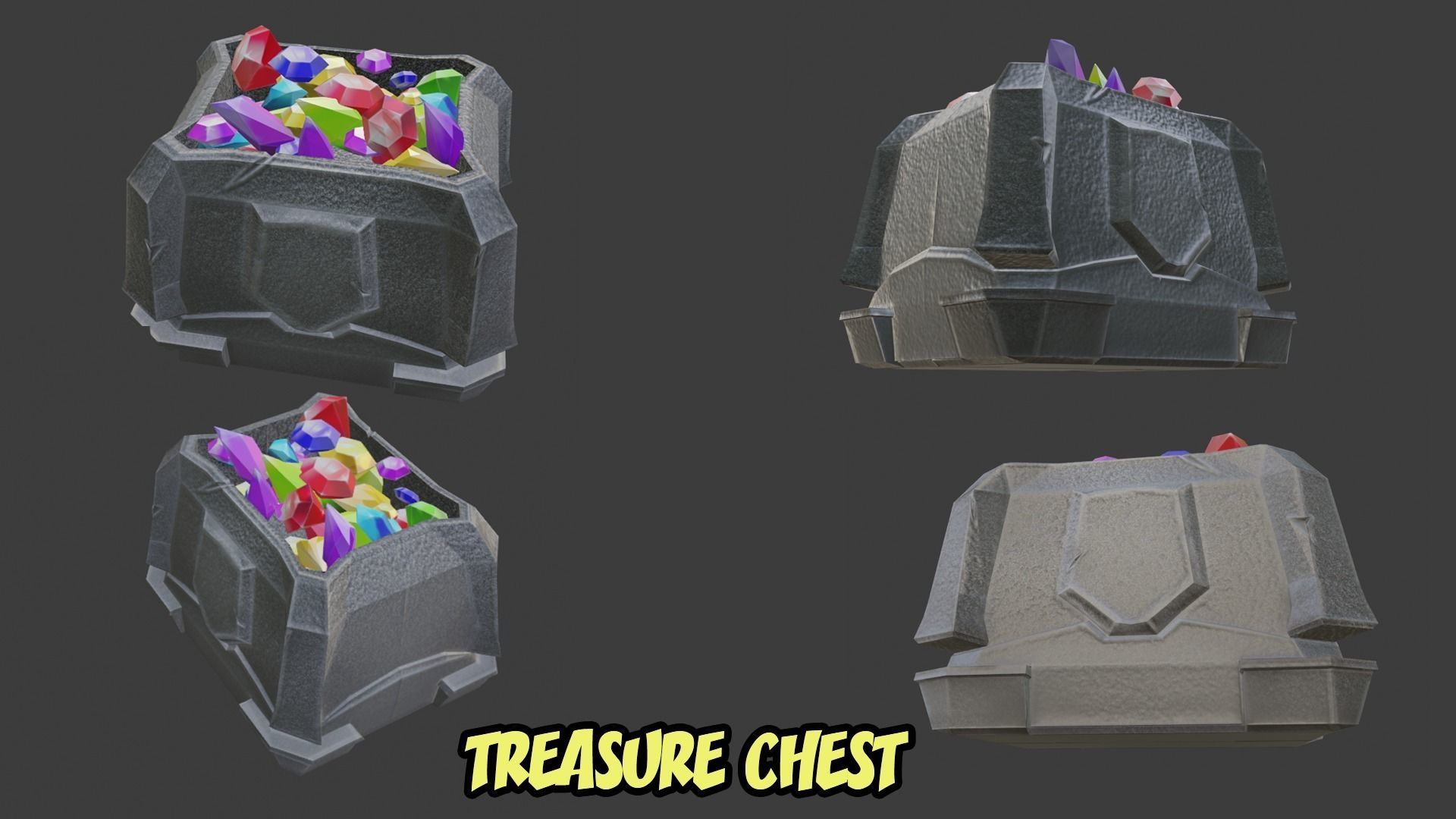 Game set of treasures low poly hand painted game ready Low-poly 3D model_11