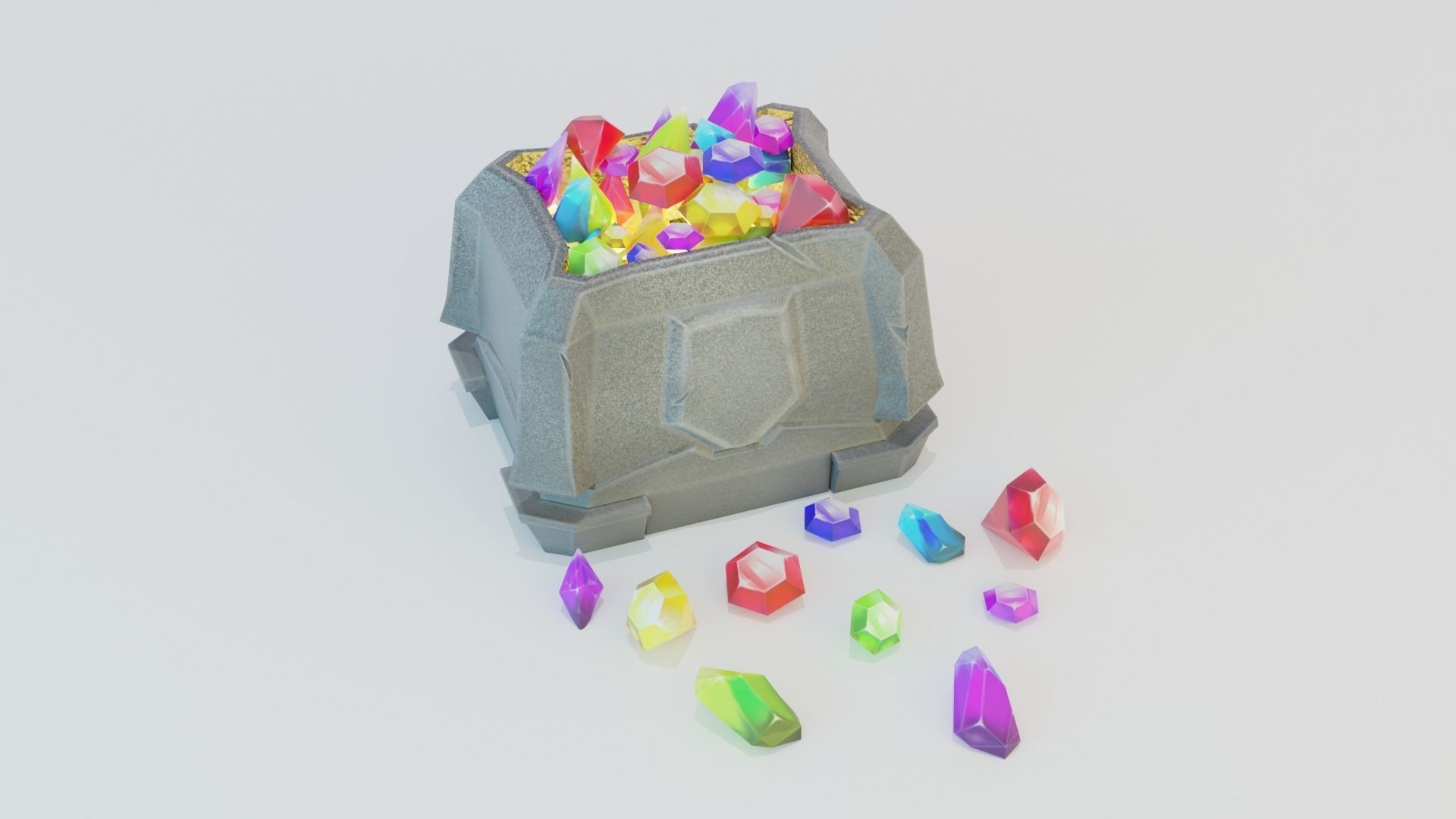 Game set of treasures low poly hand painted game ready Low-poly 3D model_10