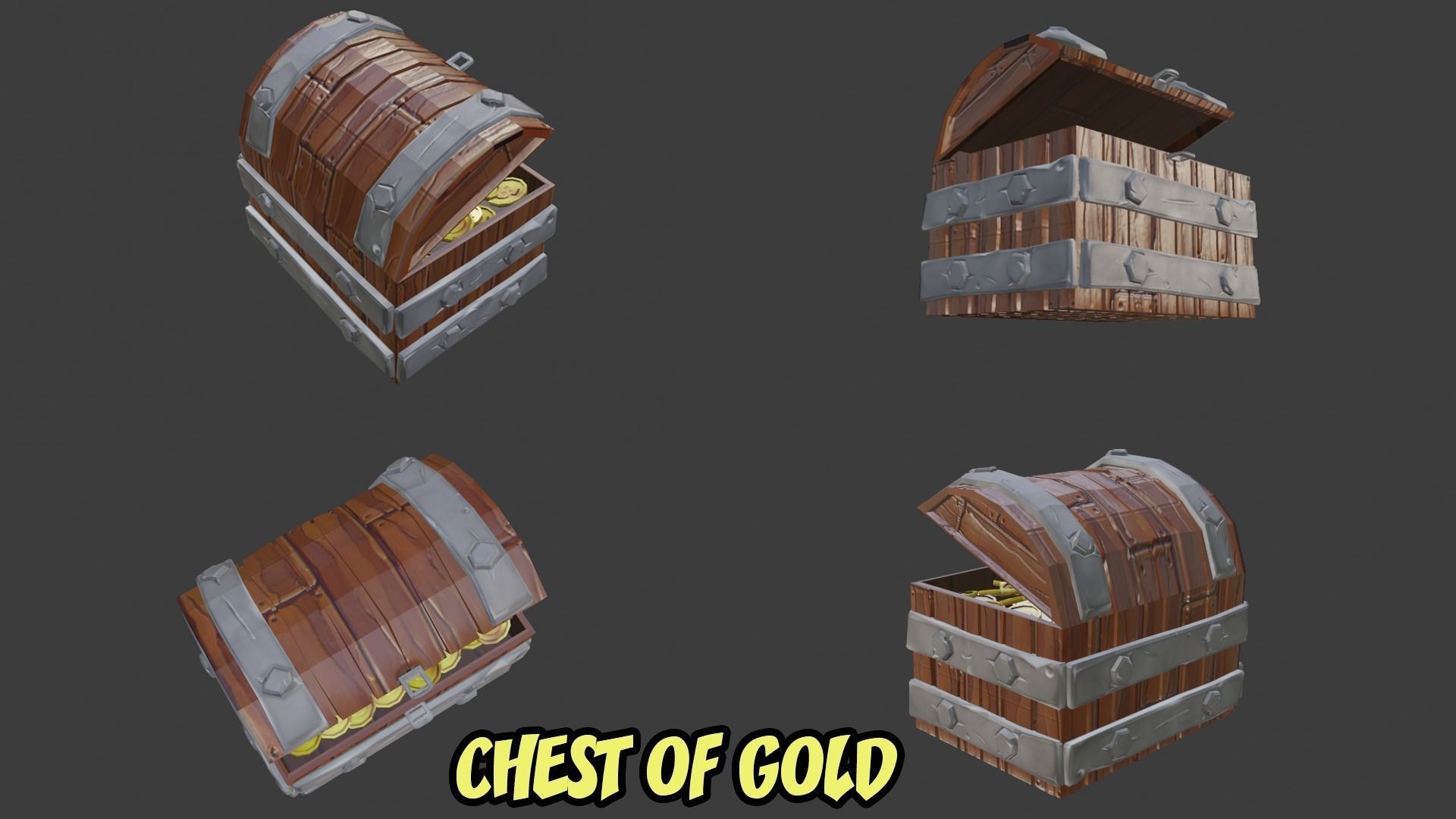 Game set of treasures low poly hand painted game ready Low-poly 3D model_2