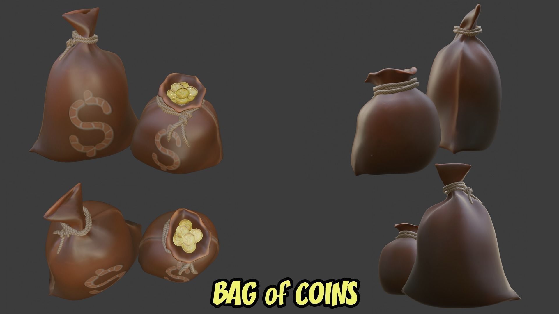 Game set of treasures low poly hand painted game ready Low-poly 3D model_8