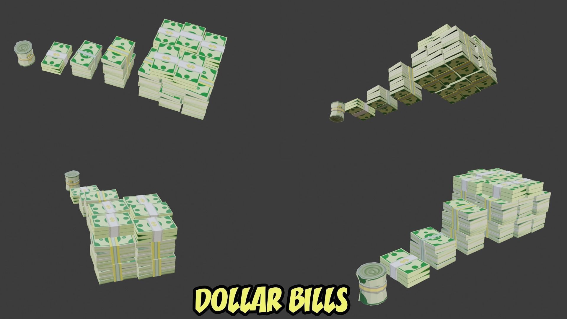 Game set of treasures low poly hand painted game ready Low-poly 3D model_6