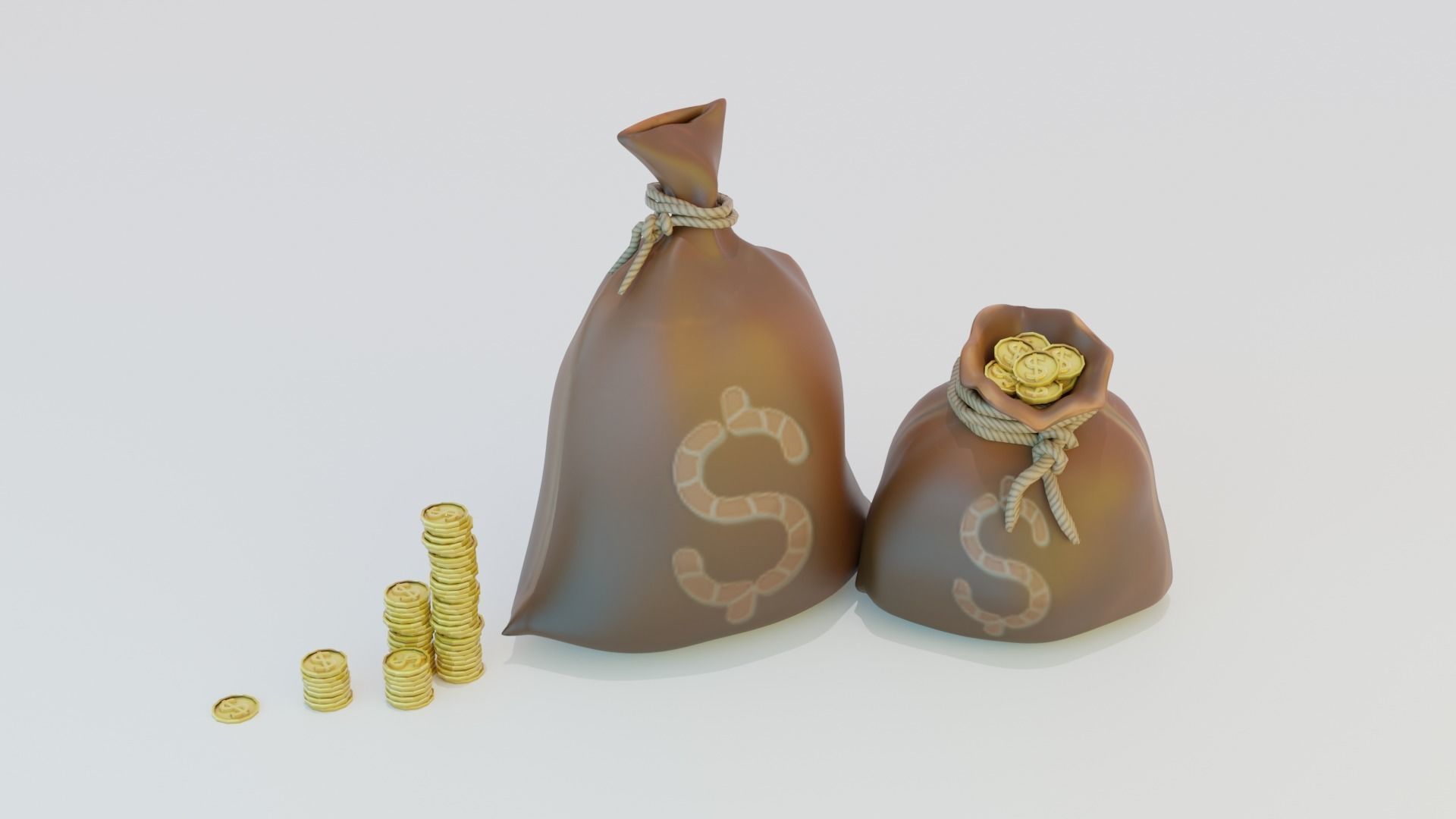 Game set of treasures low poly hand painted game ready Low-poly 3D model_7