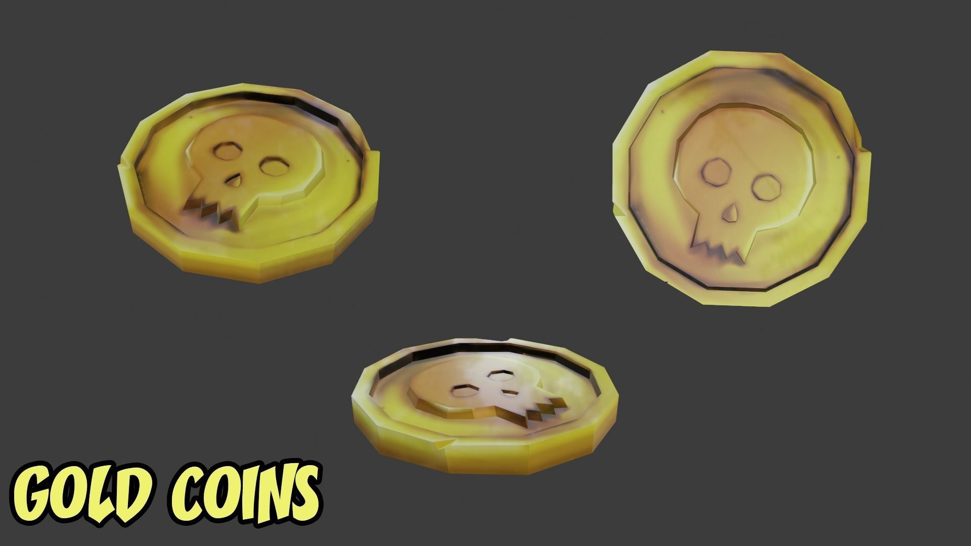Game set of treasures low poly hand painted game ready Low-poly 3D model_3