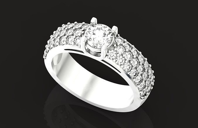  Classic wedding engagement ring 4 prong  640 3D print model
