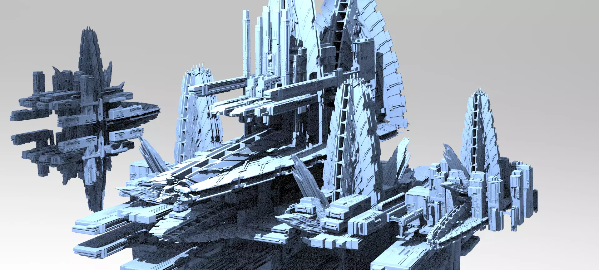 Sci-fi Alien Freighter Launcher Kit bash 1 3D model_0