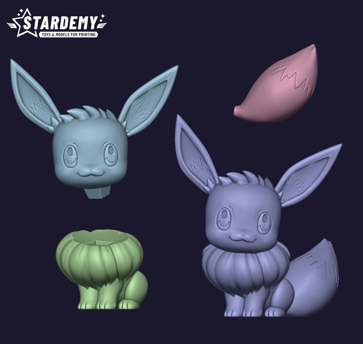 Eevee Pokemon Miniature Cute Kawaii 3D print model_3