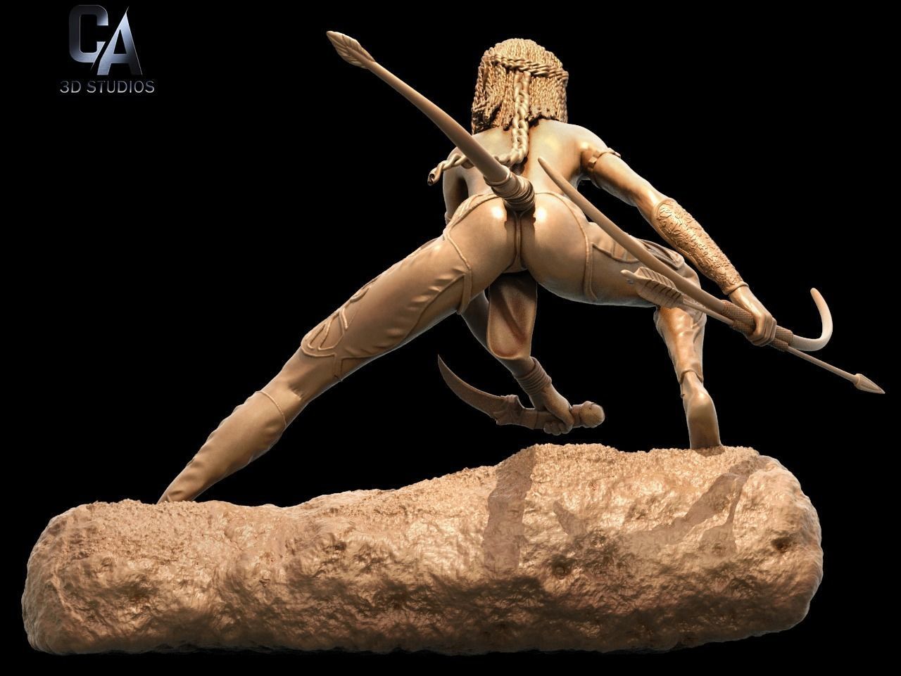 Neytiri 3D Print statue of woman riding dragon 3D print model_17