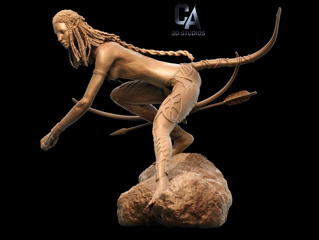 Neytiri 3D Print statue of woman riding dragon 3D print model_16