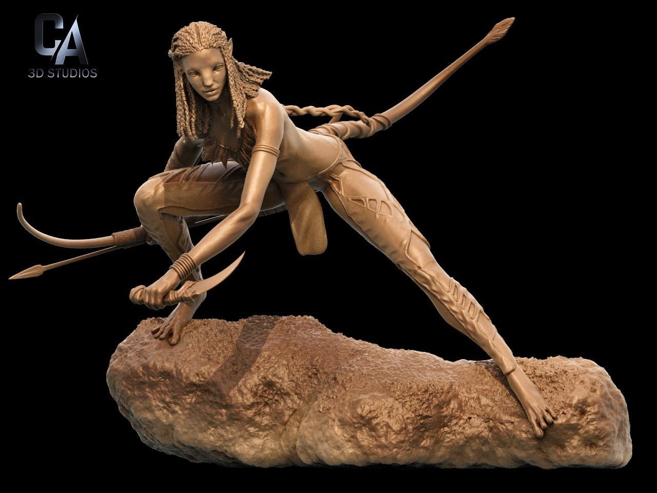 Neytiri 3D Print statue of woman riding dragon 3D print model_15