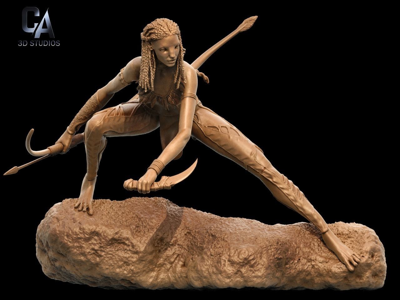 Neytiri 3D Print statue of woman riding dragon 3D print model_14