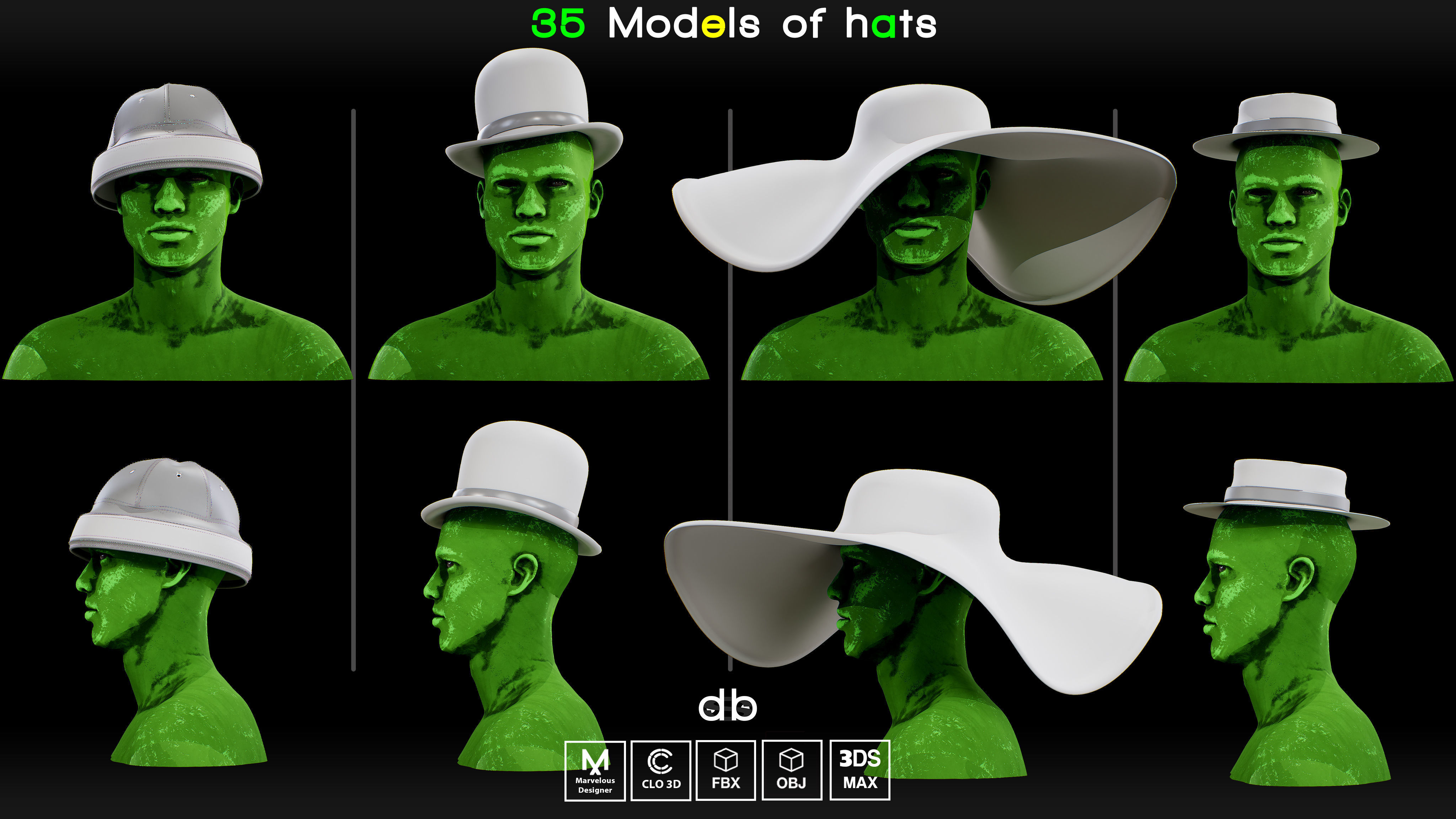 35 Models of hats   MD  CLO3D   PROJECTS  OBJ  FBX  3ds max 3D model_4