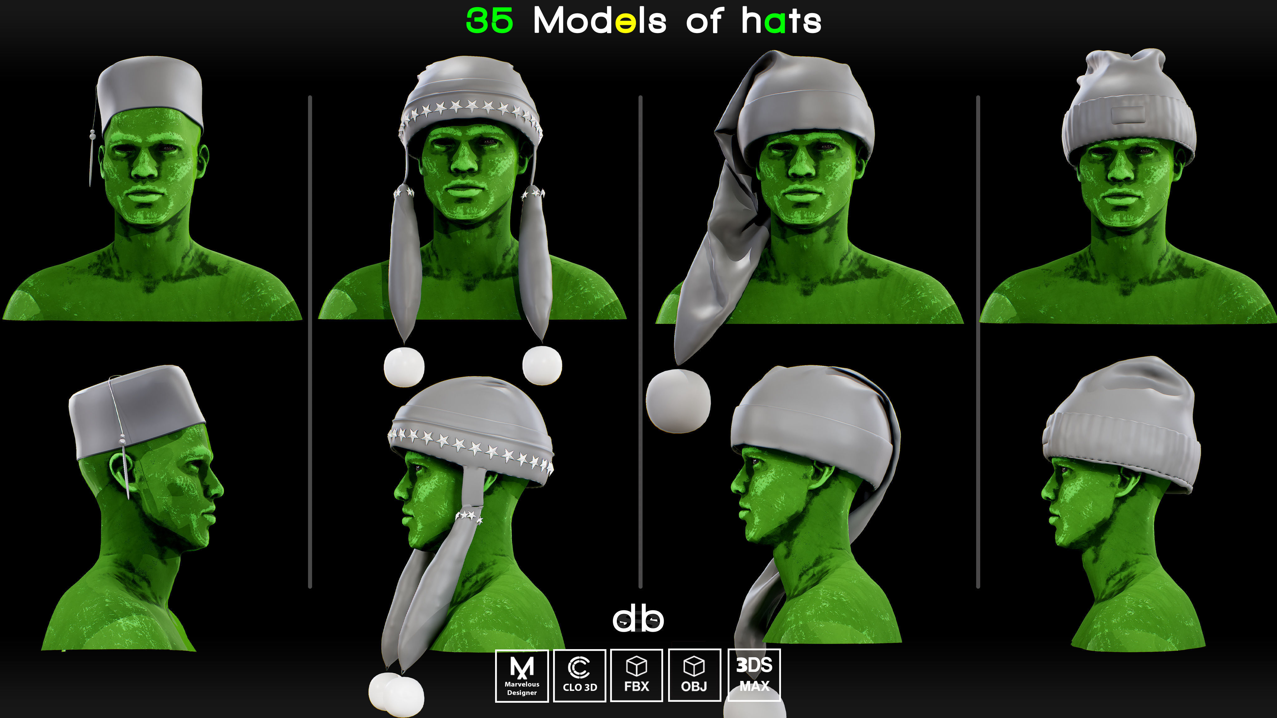 35 Models of hats   MD  CLO3D   PROJECTS  OBJ  FBX  3ds max 3D model_7