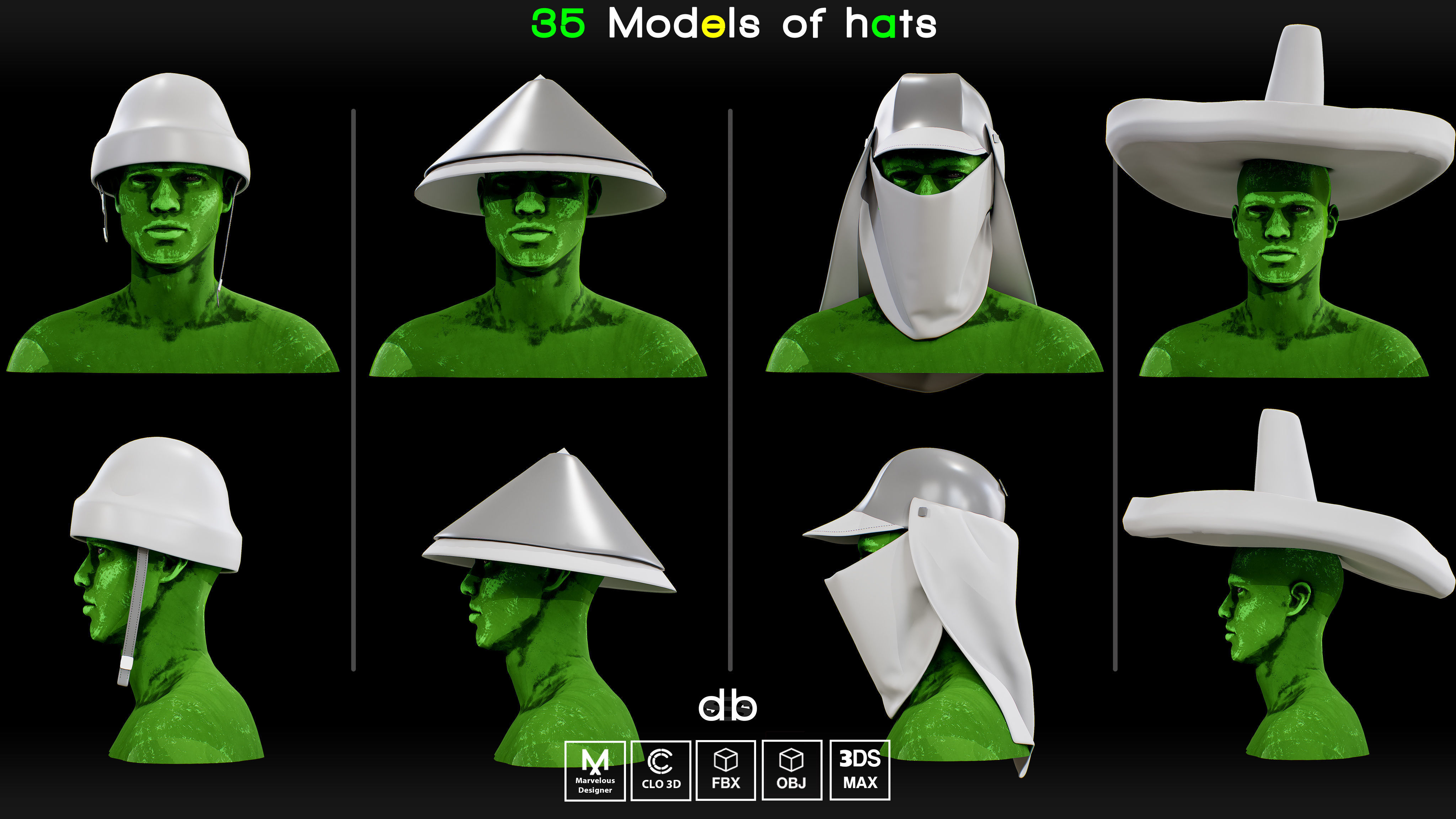 35 Models of hats   MD  CLO3D   PROJECTS  OBJ  FBX  3ds max 3D model_2
