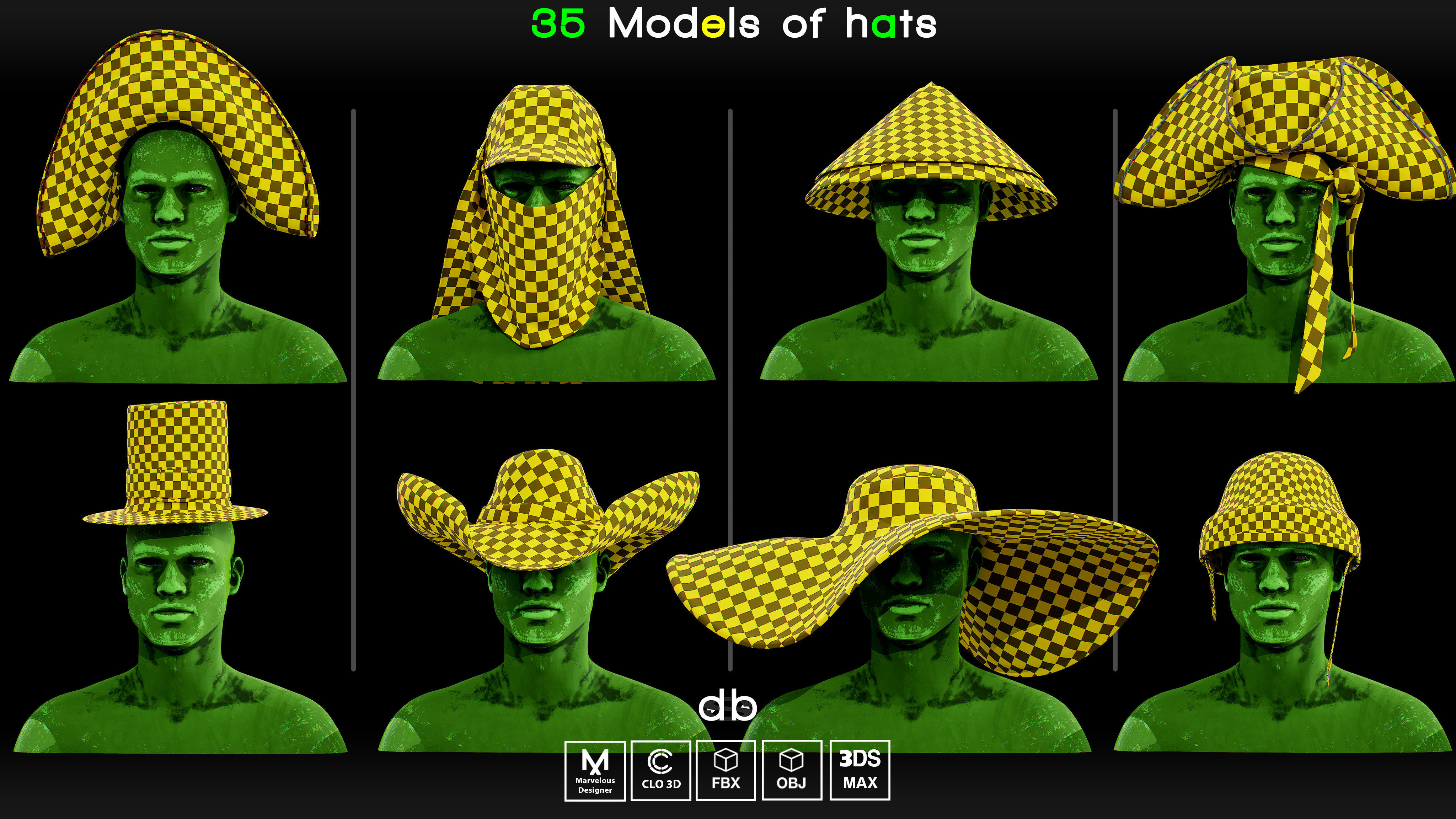 35 Models of hats   MD  CLO3D   PROJECTS  OBJ  FBX  3ds max 3D model_10