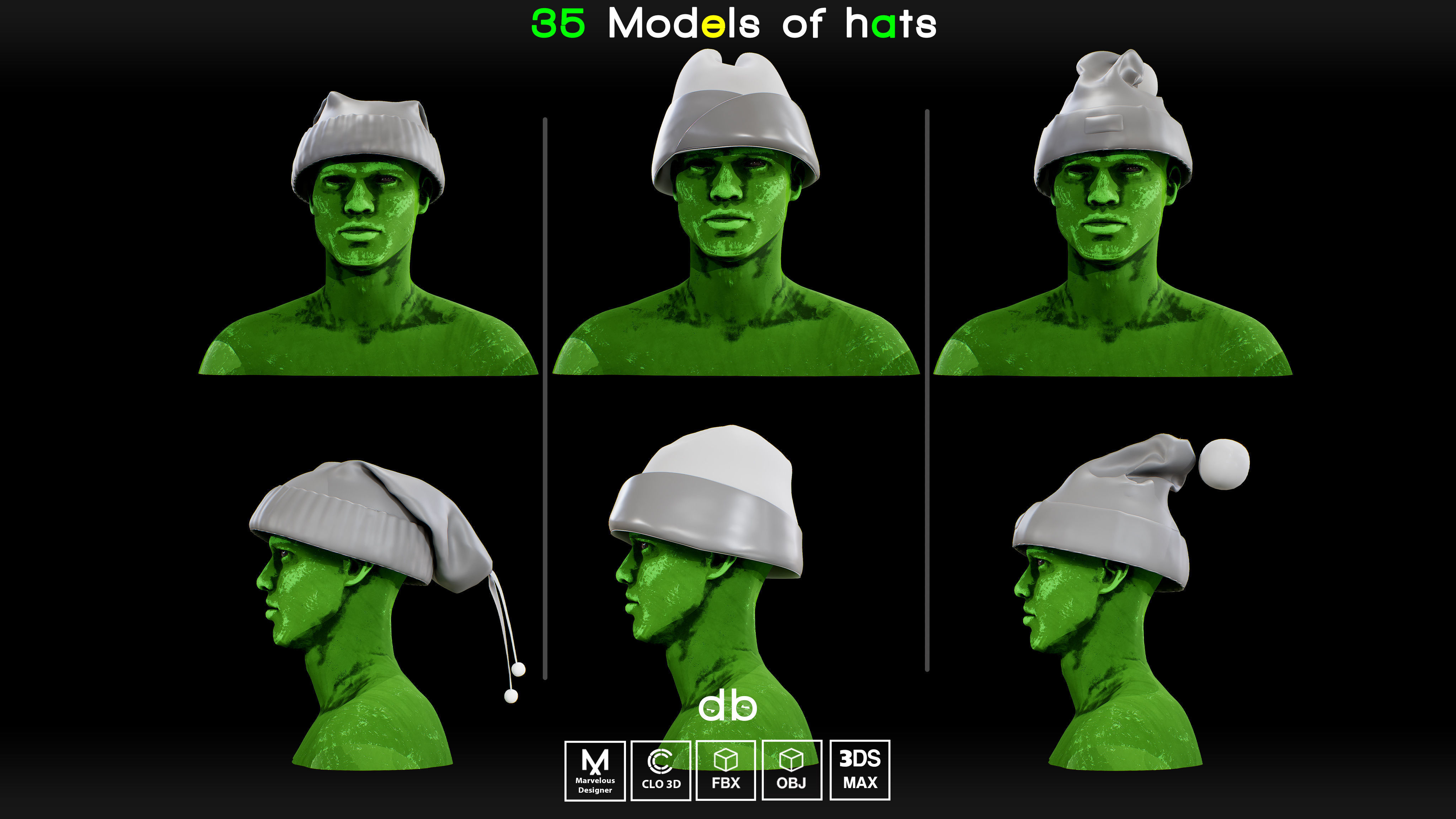 35 Models of hats   MD  CLO3D   PROJECTS  OBJ  FBX  3ds max 3D model_8