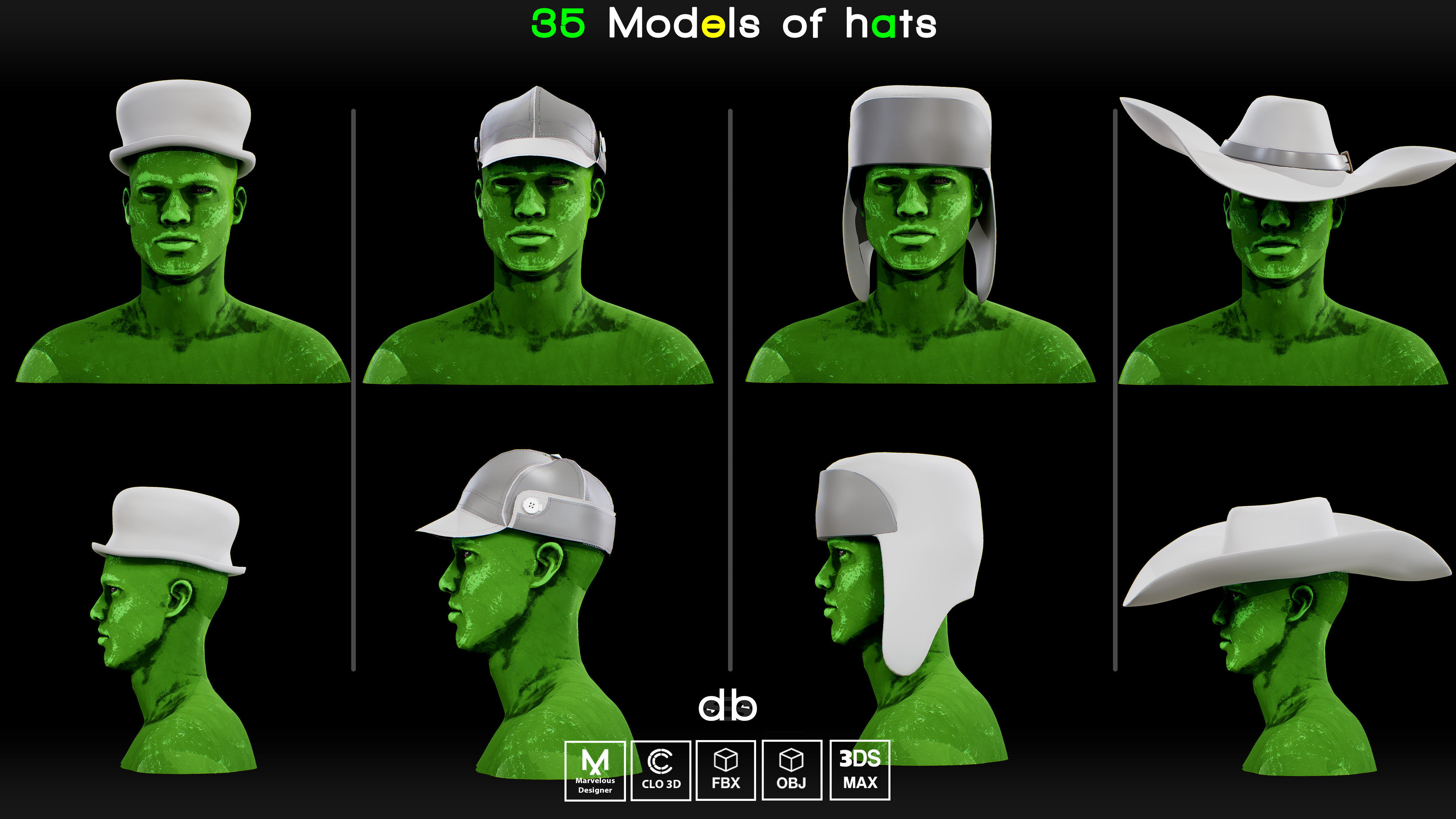 35 Models of hats   MD  CLO3D   PROJECTS  OBJ  FBX  3ds max 3D model_5