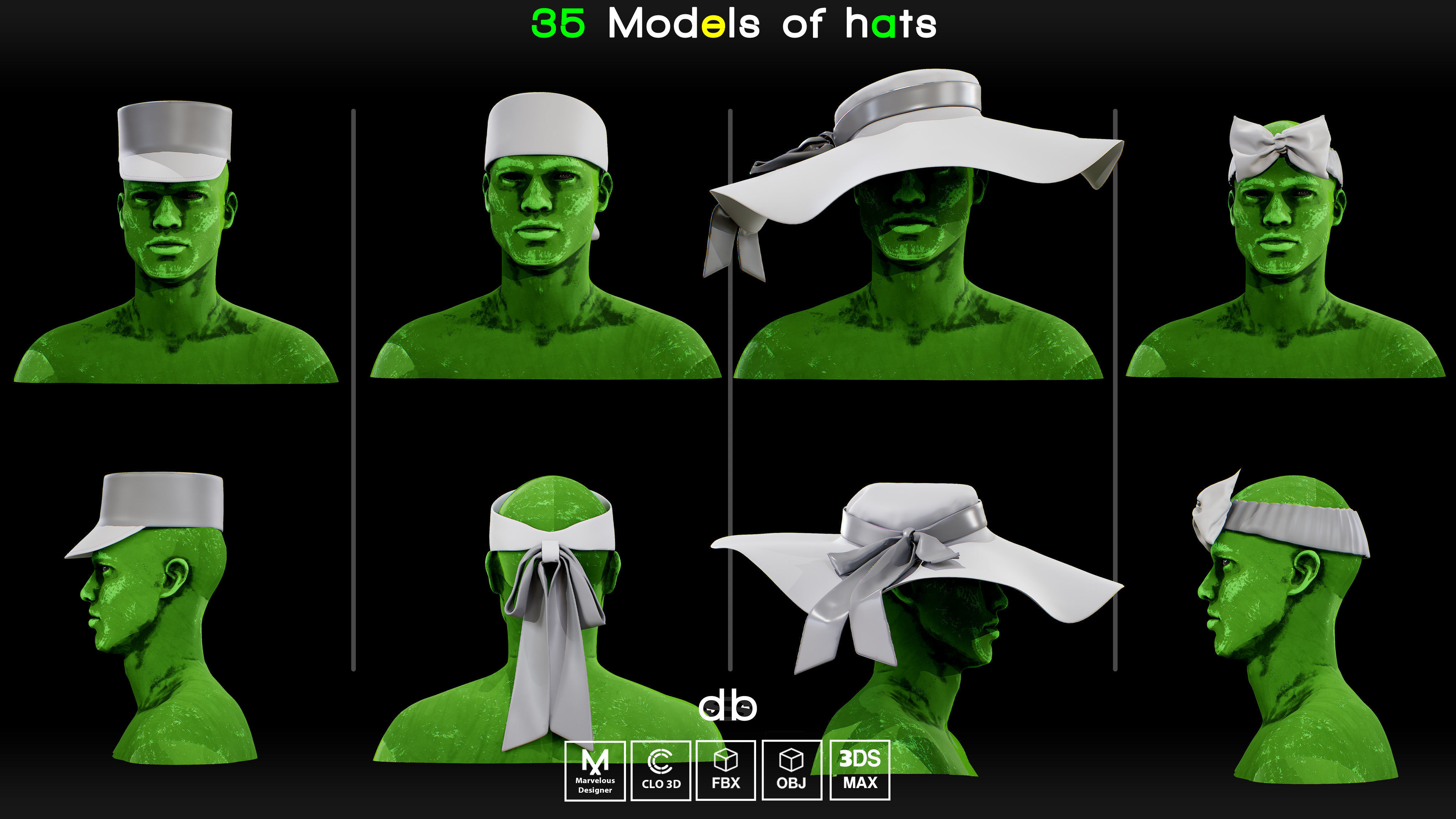 35 Models of hats   MD  CLO3D   PROJECTS  OBJ  FBX  3ds max 3D model_6