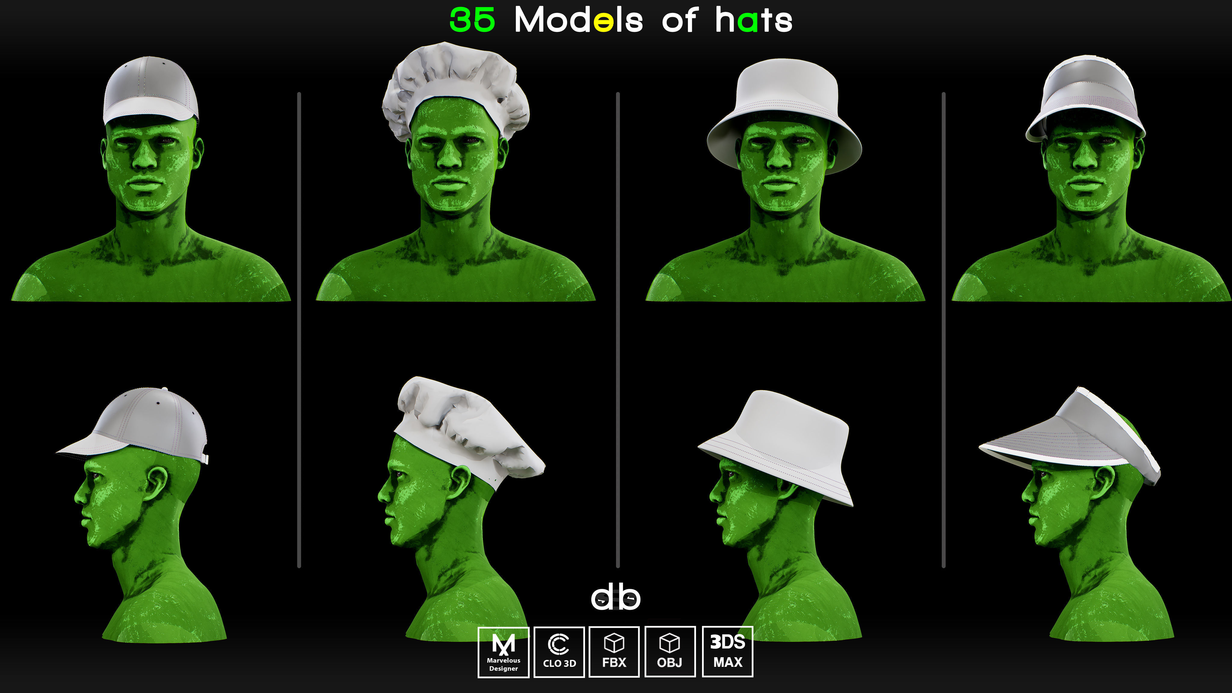 35 Models of hats   MD  CLO3D   PROJECTS  OBJ  FBX  3ds max 3D model_3