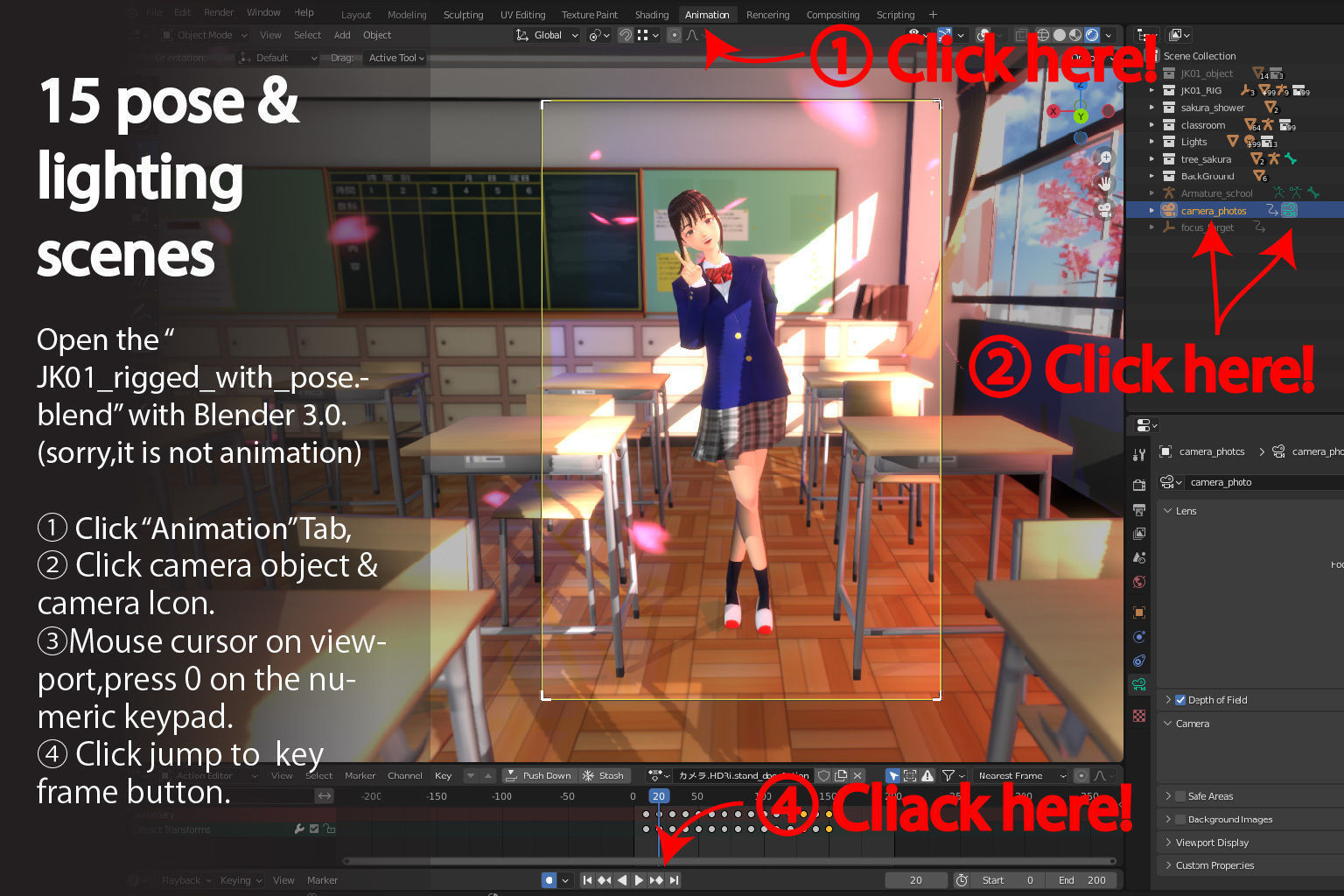 a certain girl in the classroom Low-poly 3D model_9