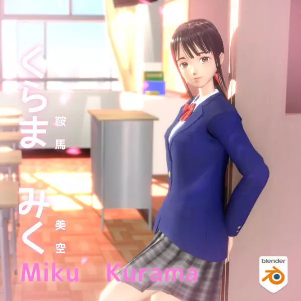 a certain girl in the classroom Low-poly 3D model_0