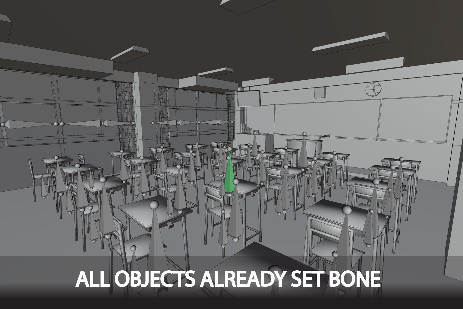 a certain girl in the classroom Low-poly 3D model_13