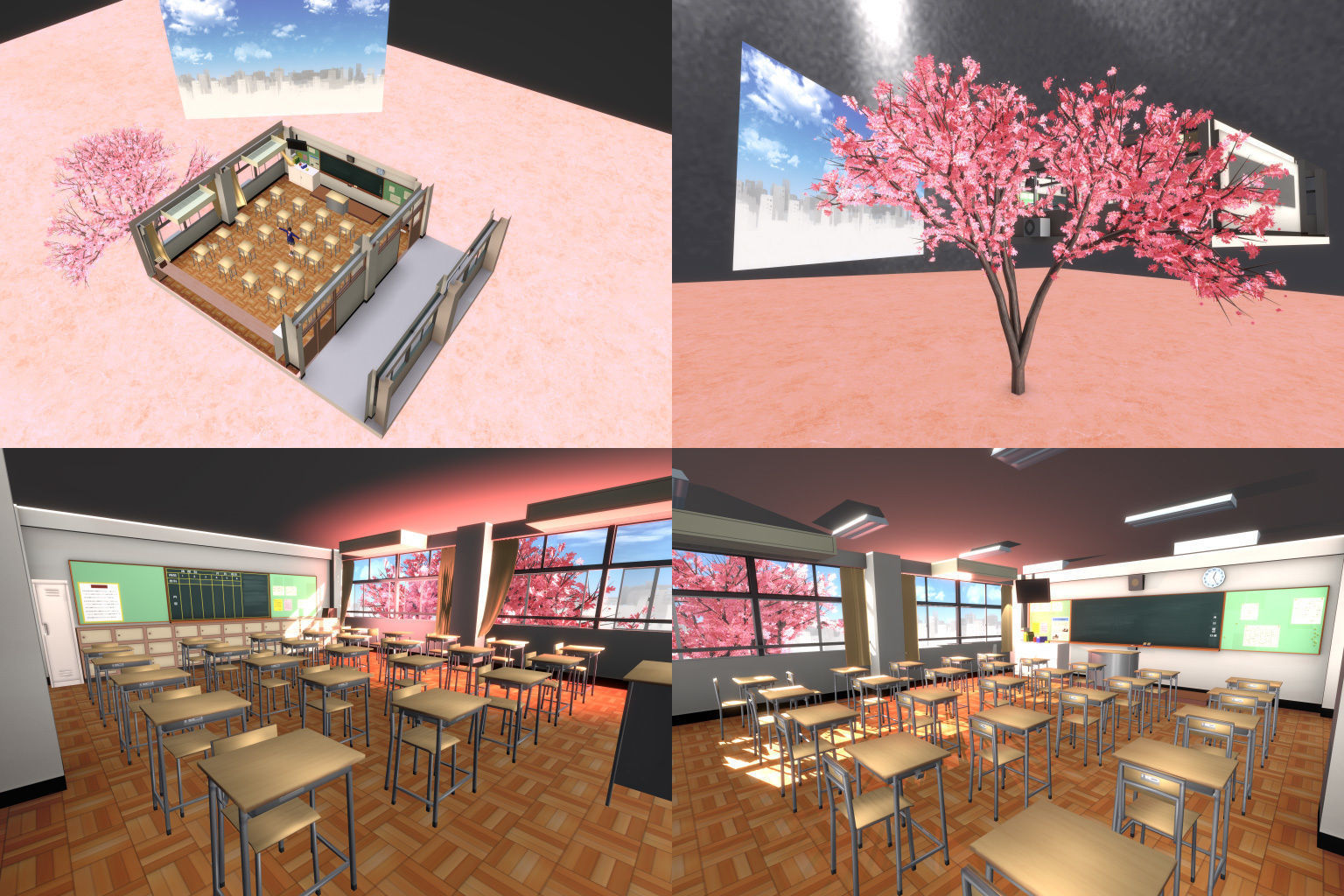 a certain girl in the classroom Low-poly 3D model_14