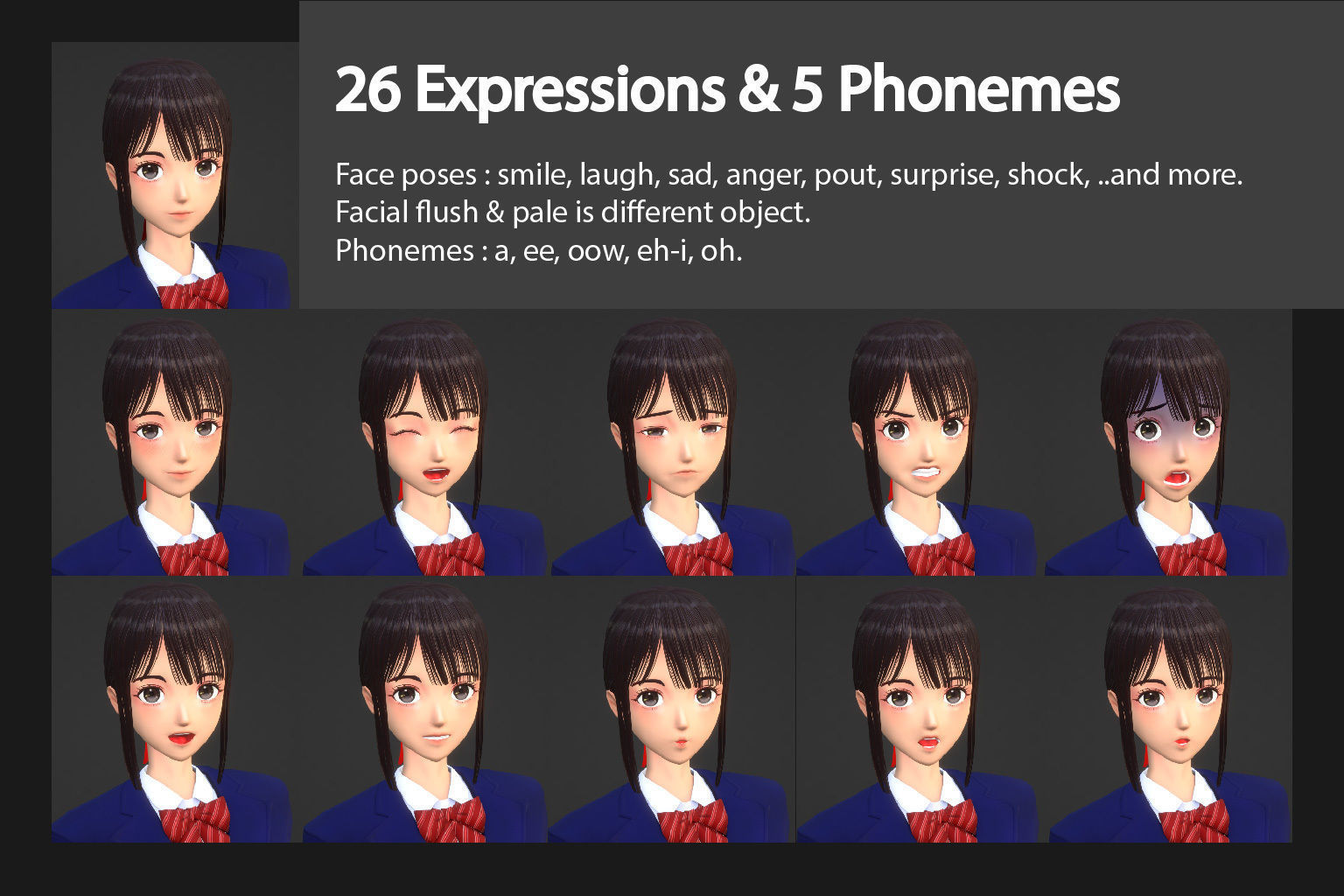 a certain girl in the classroom Low-poly 3D model_4